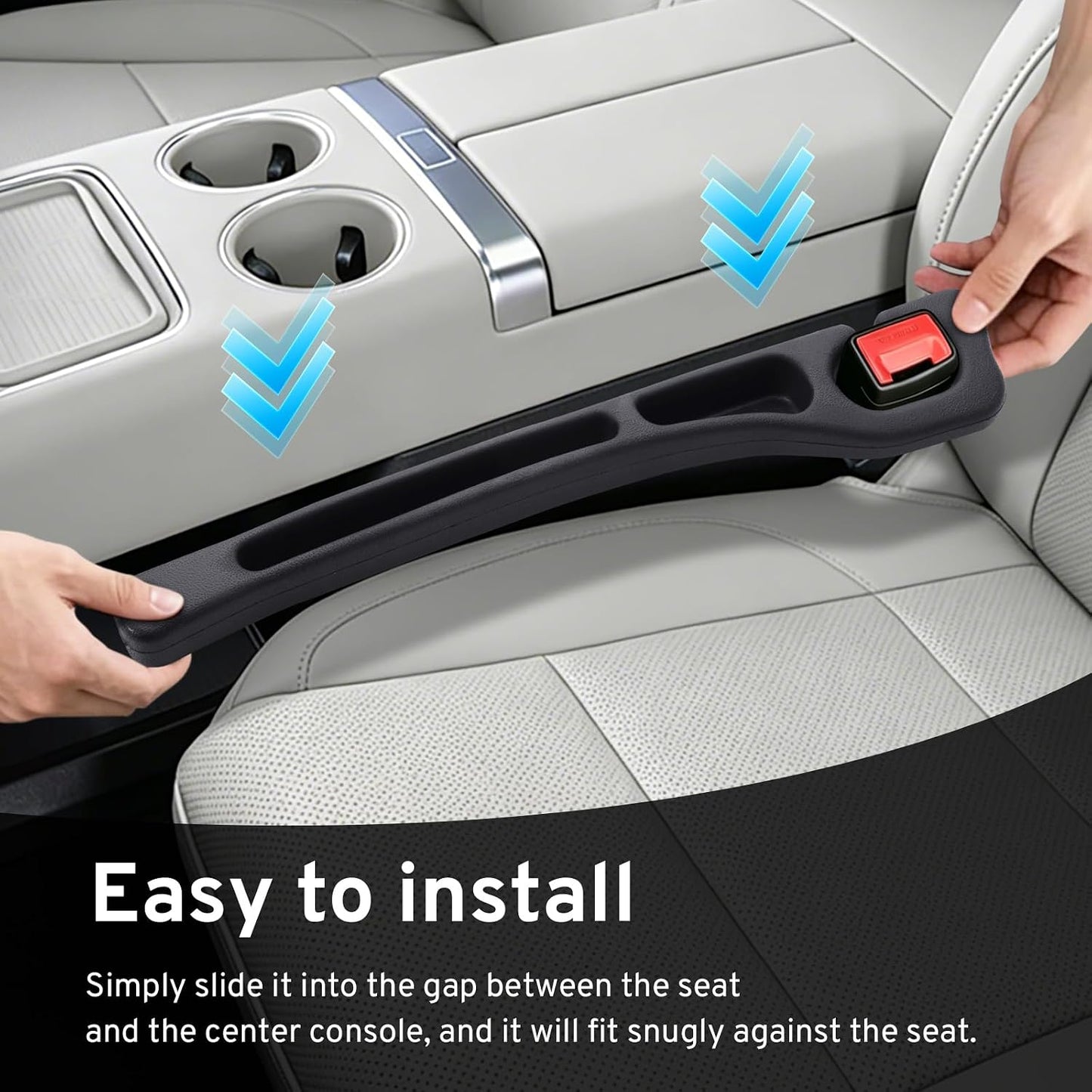 Car Seat Gap Filler Organizer for Mercedes Benz C300 GLC 300 GLK 250 350 2026 2025 2024-2000 Plug with Storage Slot Strip No-Drop Seat Side Gap with Phone Holder - 2 Pack