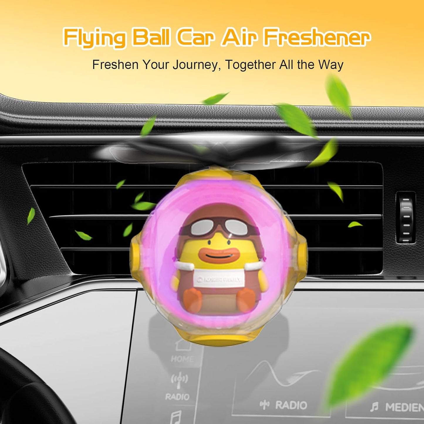 Yellow Duck Car Air Freshener with 6-Color Auto Light Up & 4 Scented Replacements Tablets – Light Scent, Decorative Auto Accessories, Cute Mother's Day and Father's Day Small Gift