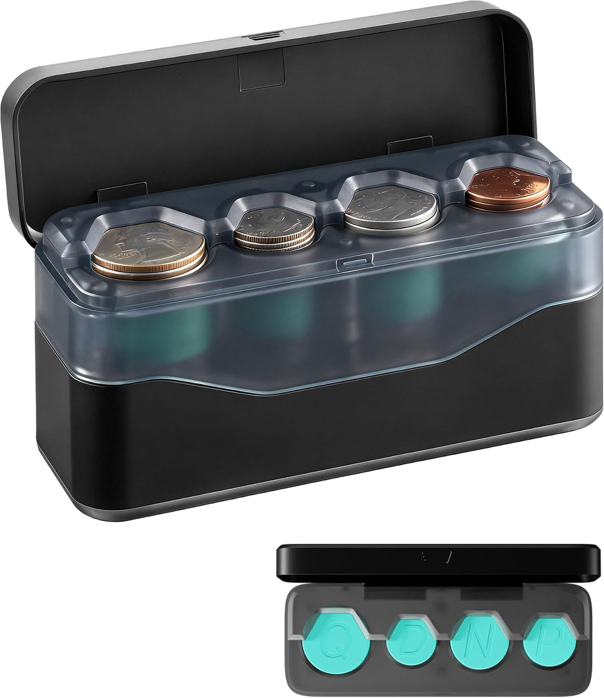 Larger Capacity Coin Holder for Car, Compact Portable Change Coin Organizer