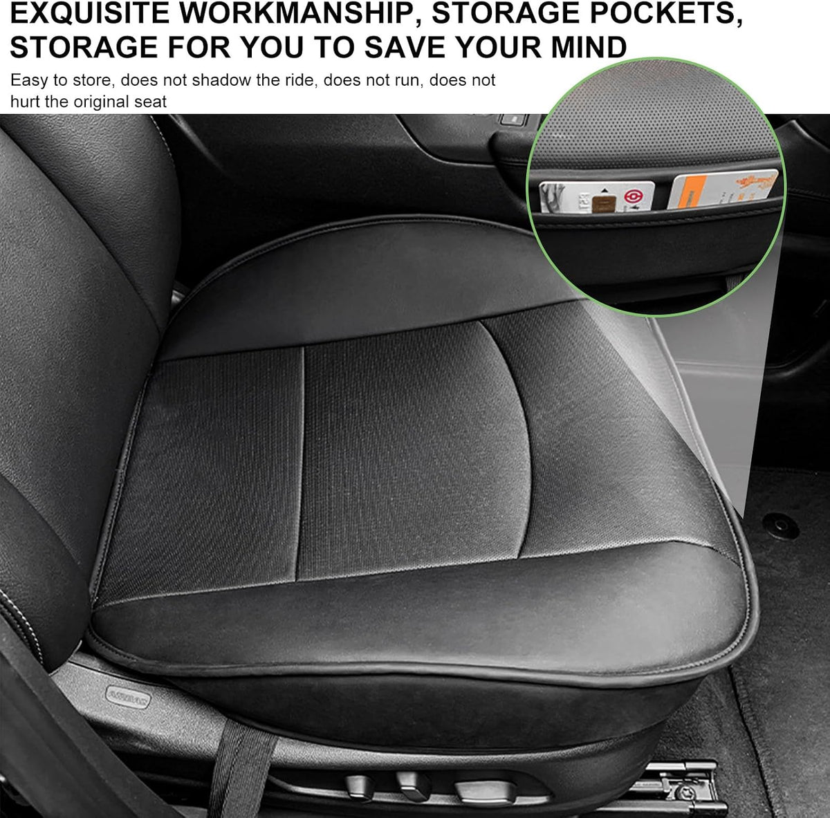 Car Seat Bottom Cover, Premium PU Leather Seat Protection Without Backrest, Front Bottom Seat Cushion Covers for Most Vehicles, Universal Interior Decor Car Accessories