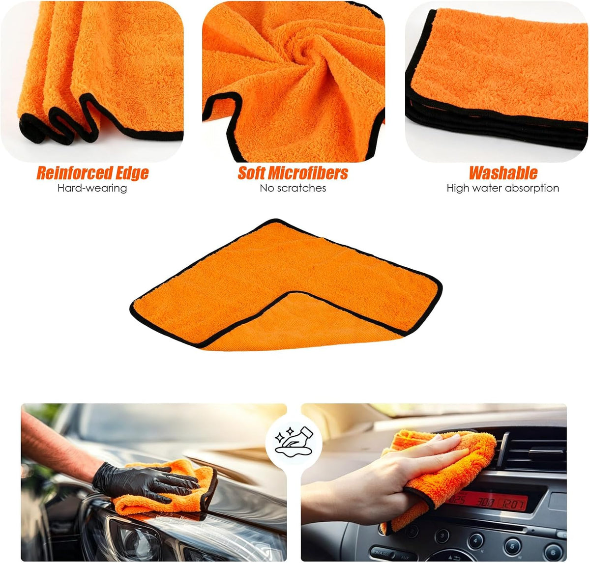 Chenille Car Duster Exterior with Detail Brush and Microfiber Towel
