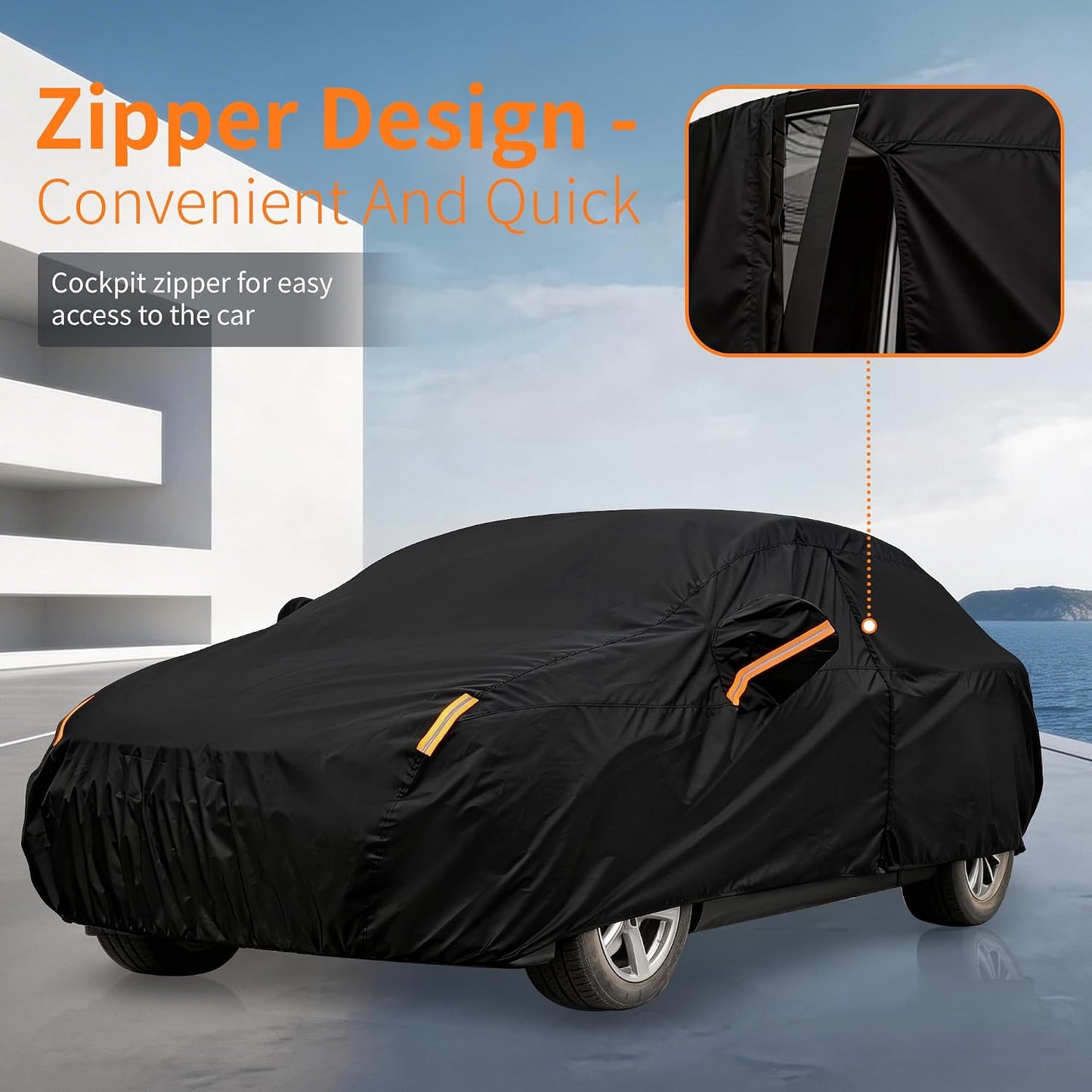 Car Cover Waterproof All-Weather,Outdoor Full Exterior Covers for Automobiles Sedan(Length 186-193 inch) with Windshield Sun Shade Universal Fit Honda Civic,Toyota Camry,Tesla Model 3,etc