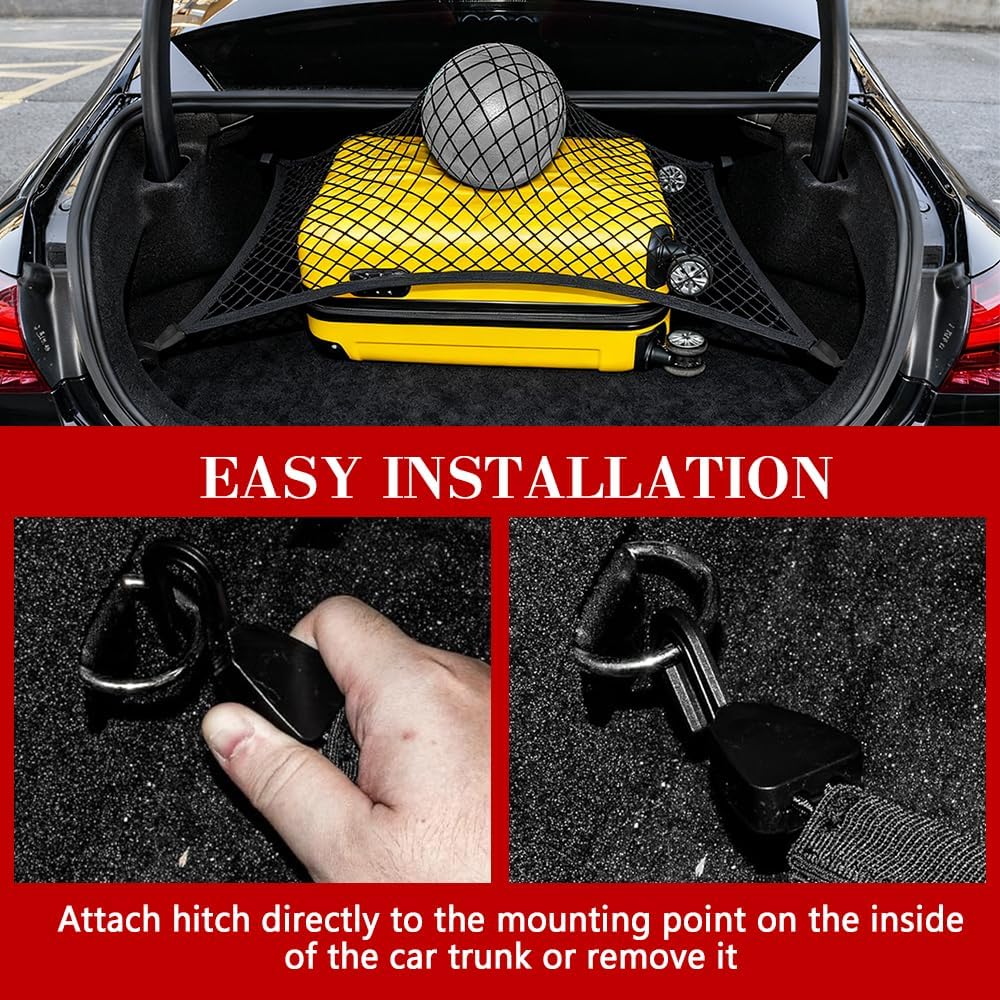 Cargo Net for SUV, Truck Bed Organizer, Cargo Storage Elastic Mesh Net Organizer with Hooks, Auto Accessories Adjustable Highly Elastic Storage Organizer Net for Most SUVs, Cars and Trucks