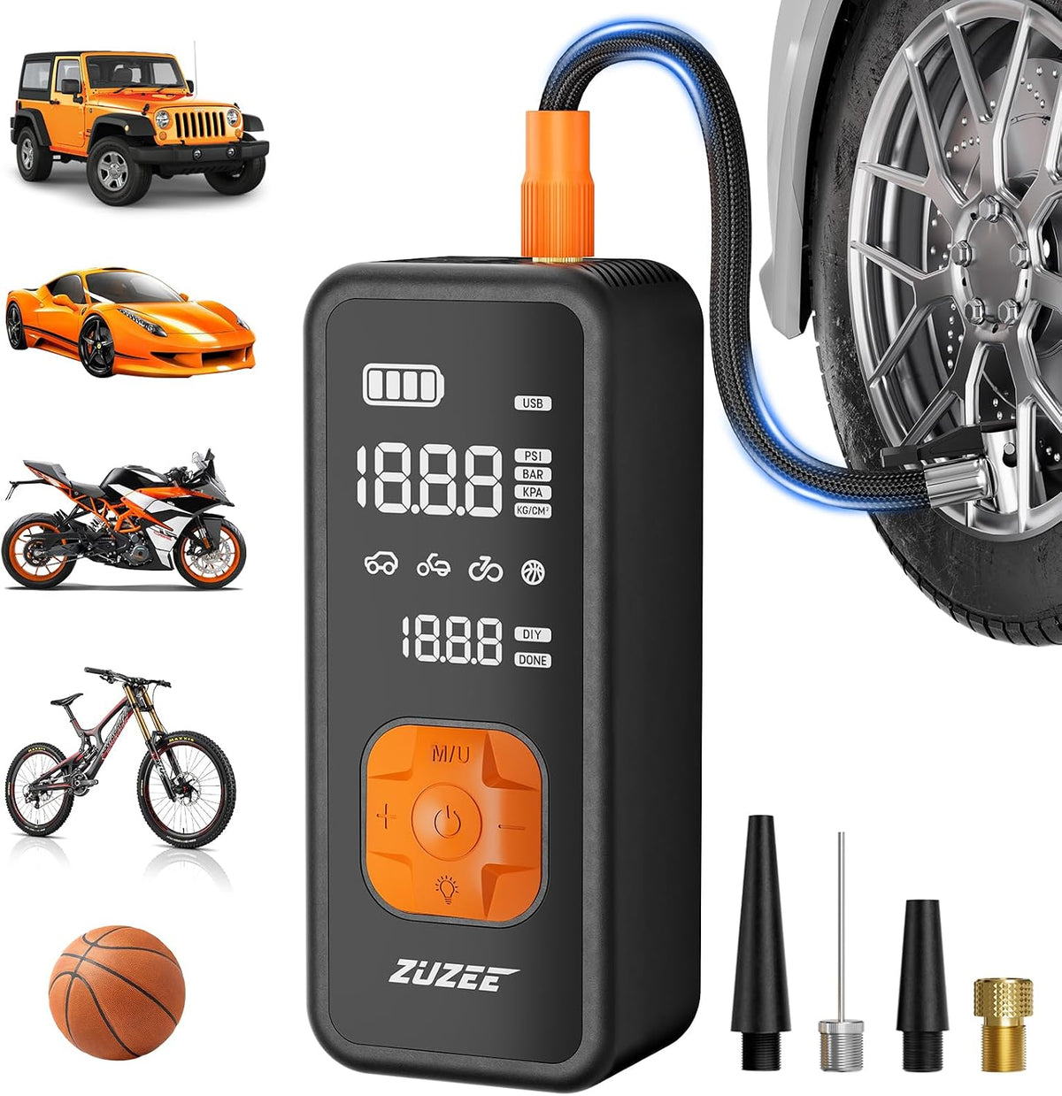 ZUZEE Tire Inflator Portable Air Compressor with Digital Gauge 150 PSI