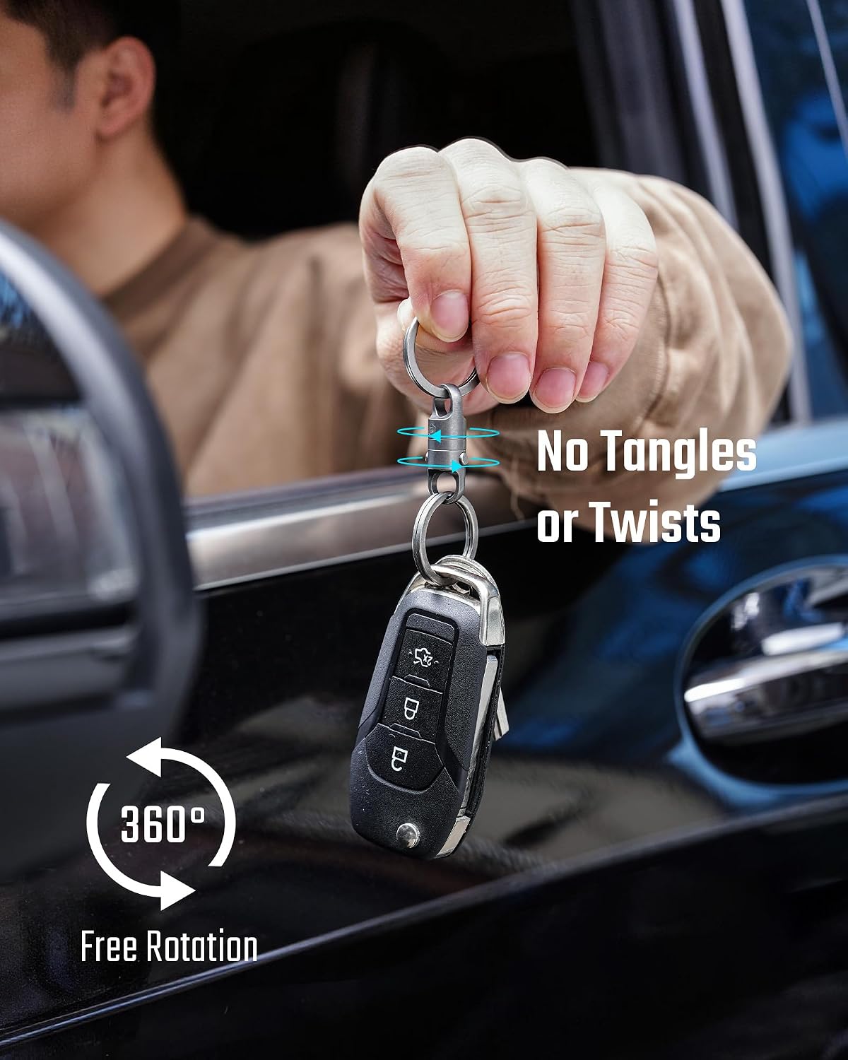 KeyUnity Titanium Magnetic Quick Release Keychain, One-Hand Detachable Connector for Car Keys, USB Drives and EDC, Gear, KA62 Compact-1 Pack
