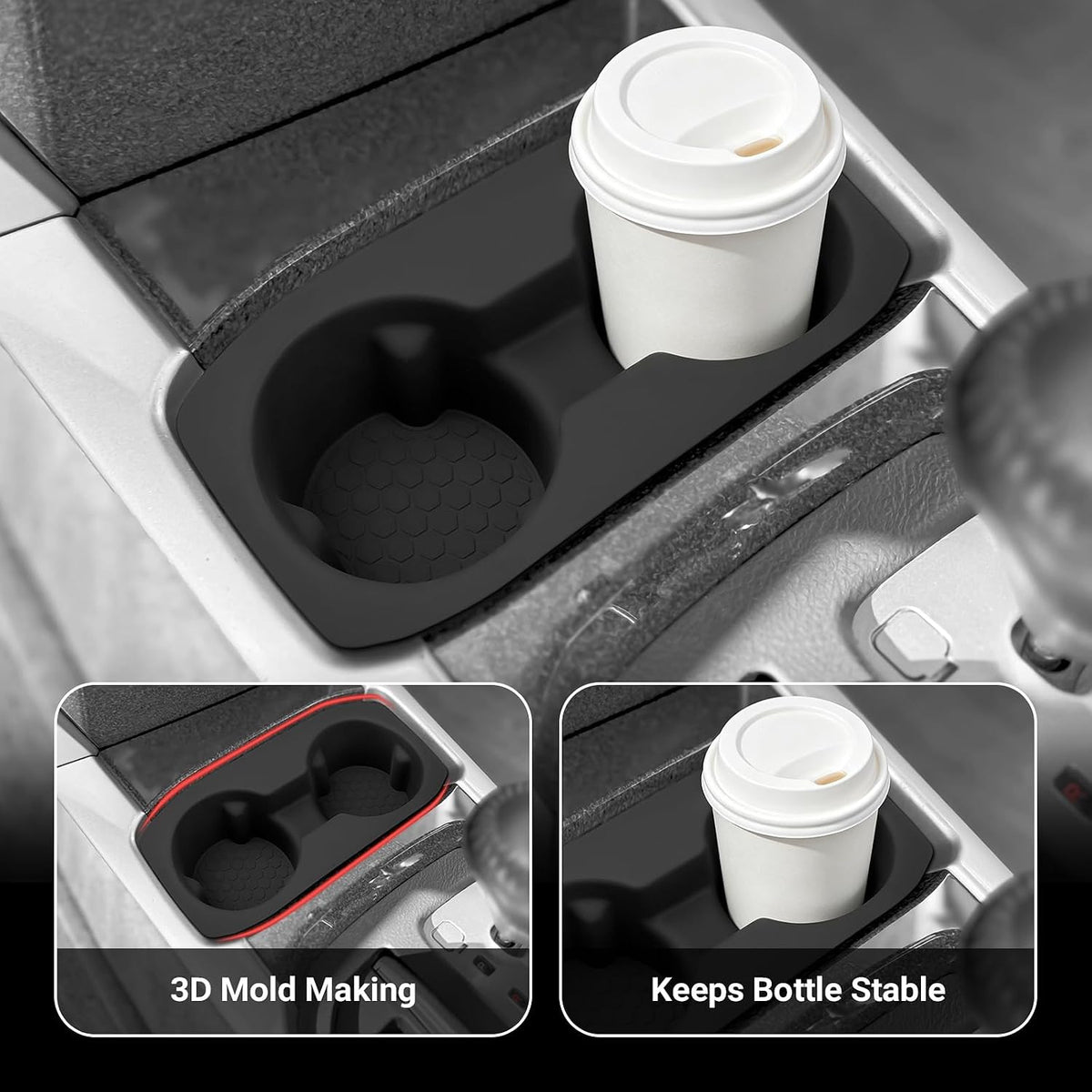 Hellet Car Cup Holder Compatible with Toyota 2003 2004 2005 2006 2007 2008 2009 4Runner Accessories Silicone Material OEM Style Inserts Center Console Organizer