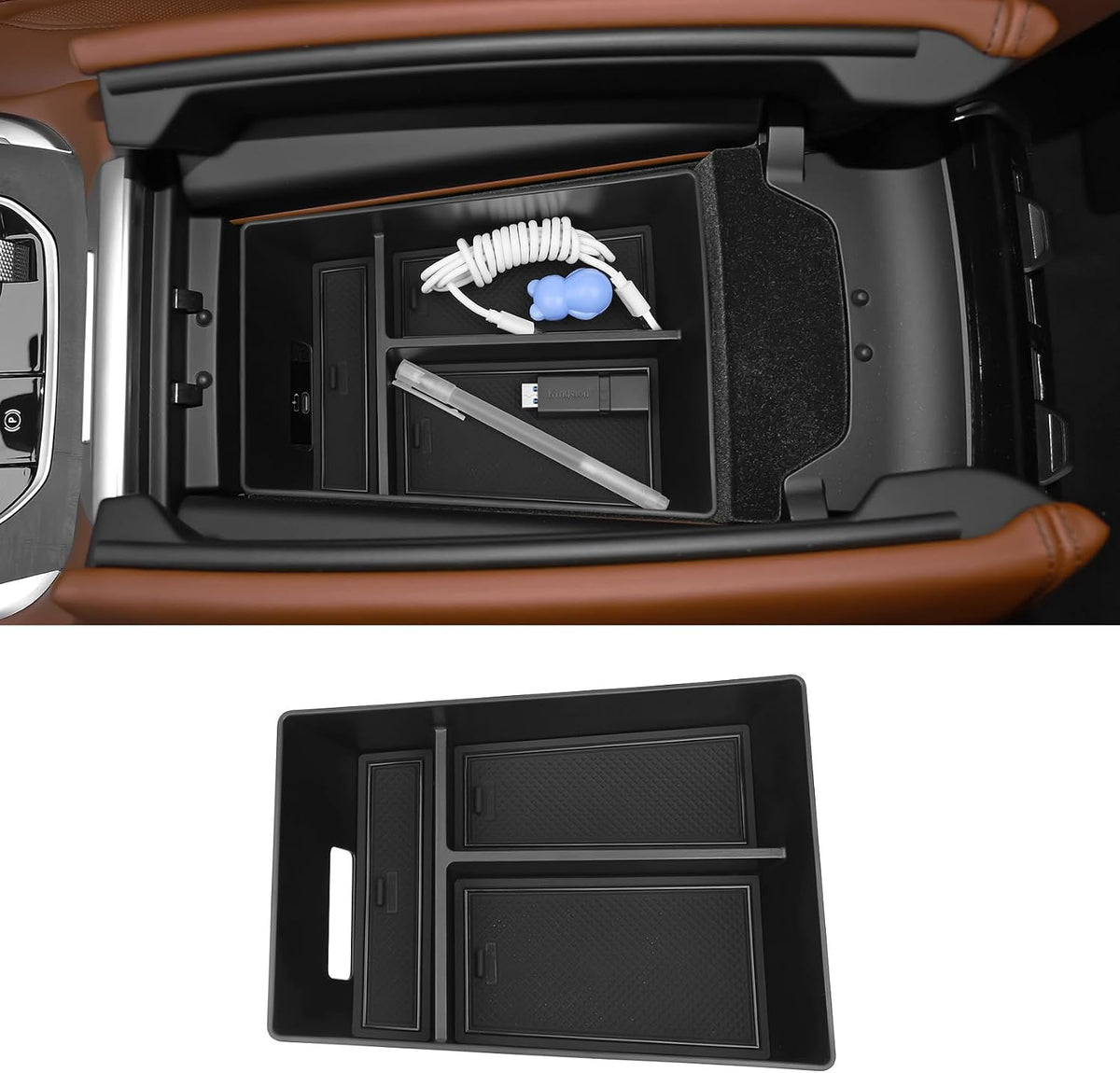 Center Console Organizer Tray Compatible with Mazda 2017-2025 CX-5 CX5 Accessories Armrest Storage Box ABS Console Insert Tray Container (Black Mat)