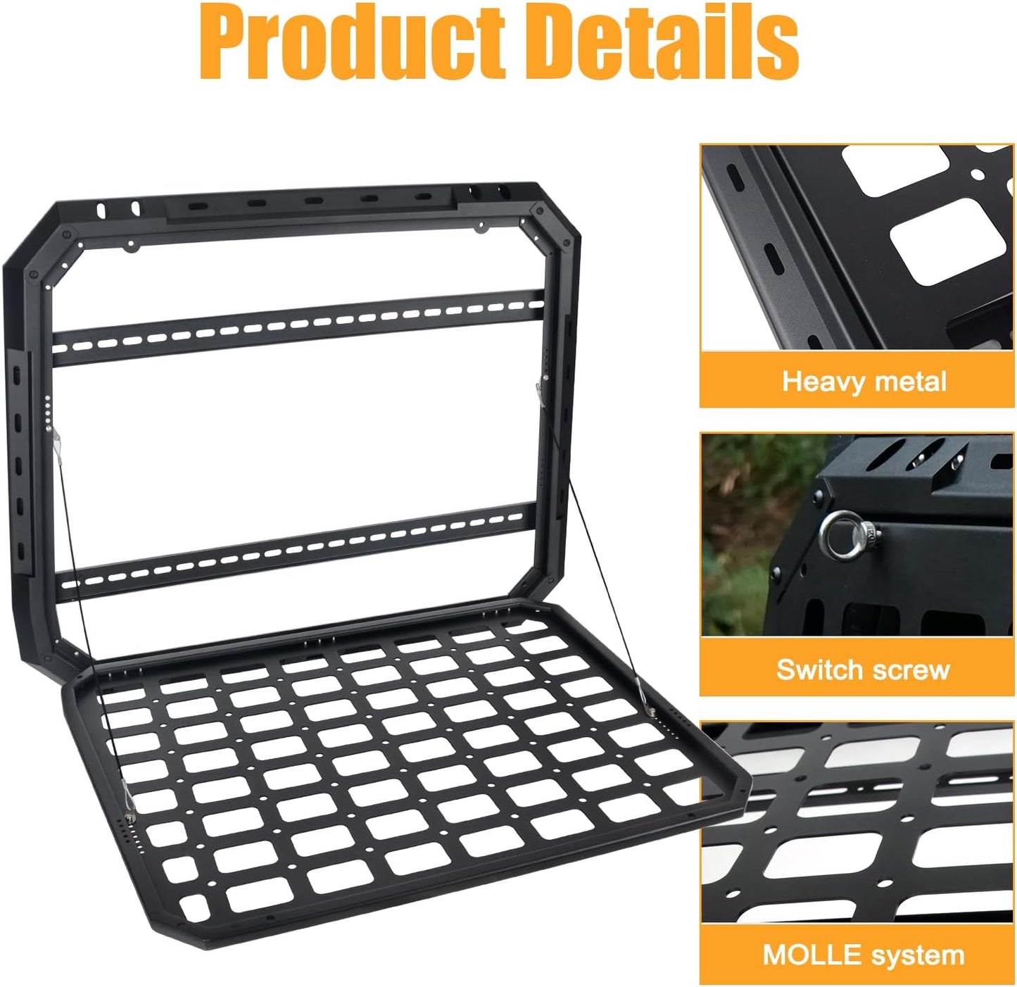 Multifunctional Rear Window Storage Panel Compatible with 2007-2018 Jeep Wrangler JK 4 doors Openable Design Tactical Molle Platform for Tools, Gear & Accessories Durable Modular Storage Solution，2pc