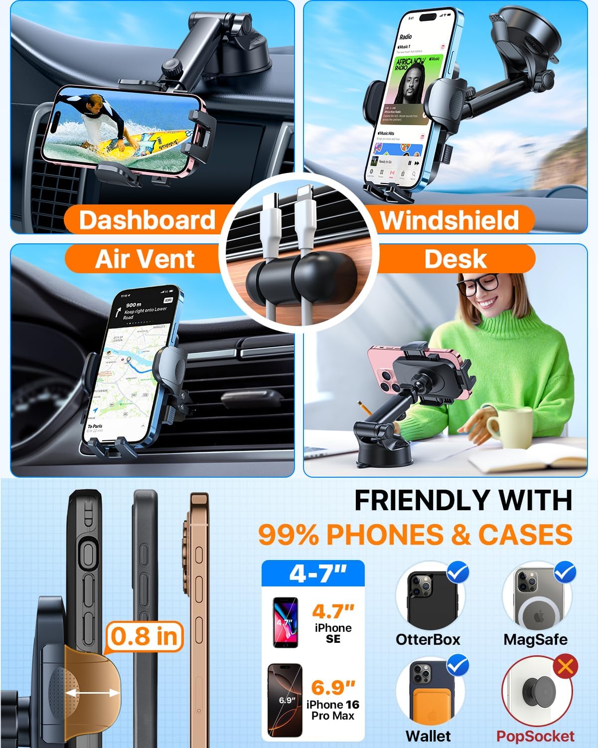 HTU 2026 Ultimate Best【True Military-Grade & Safety Cert】 Car Phone Holder