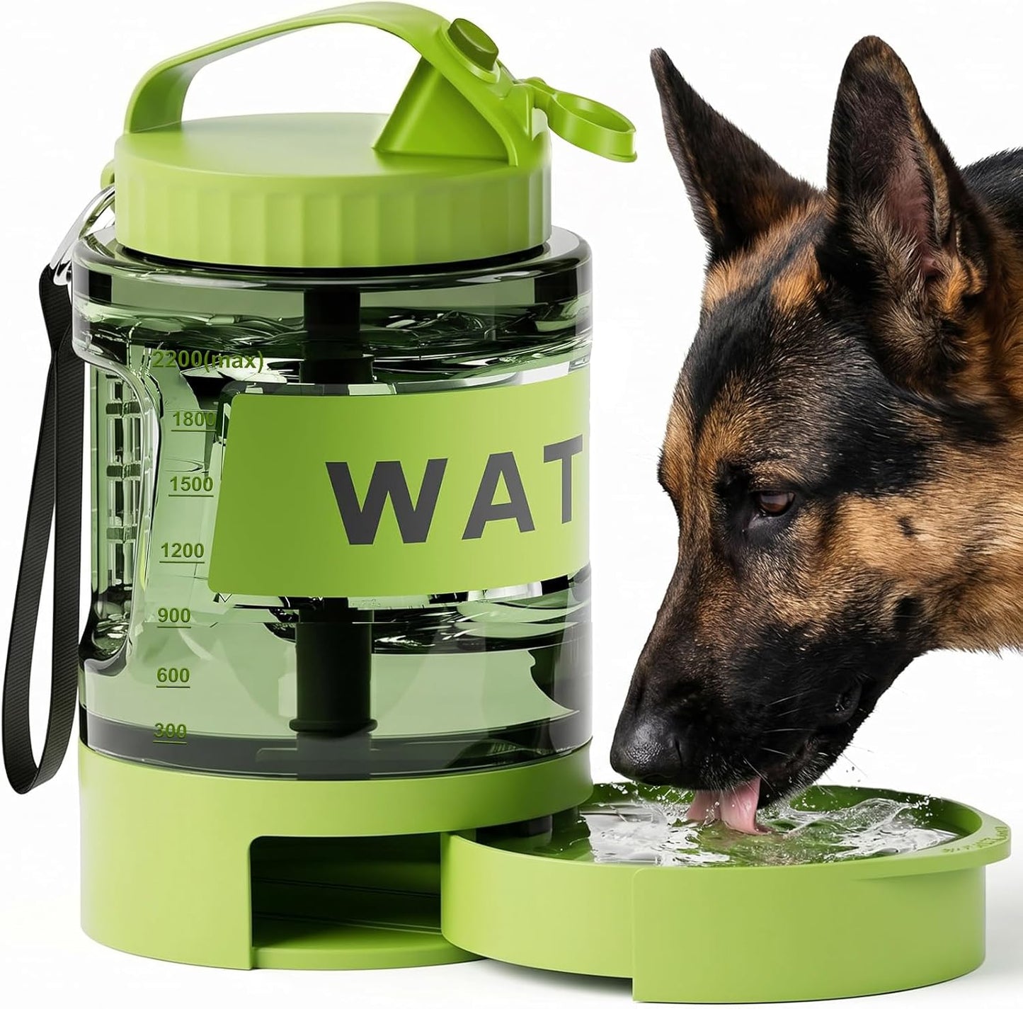77oz Dog Water Dispenser, 2.2L Large Portable Dog Water Bottle with Pull-Out Drinking Bowl, BPA Free Leak-Proof Pet Travel Water Container for Camping, Hiking, Beach, Car Travel Essentials