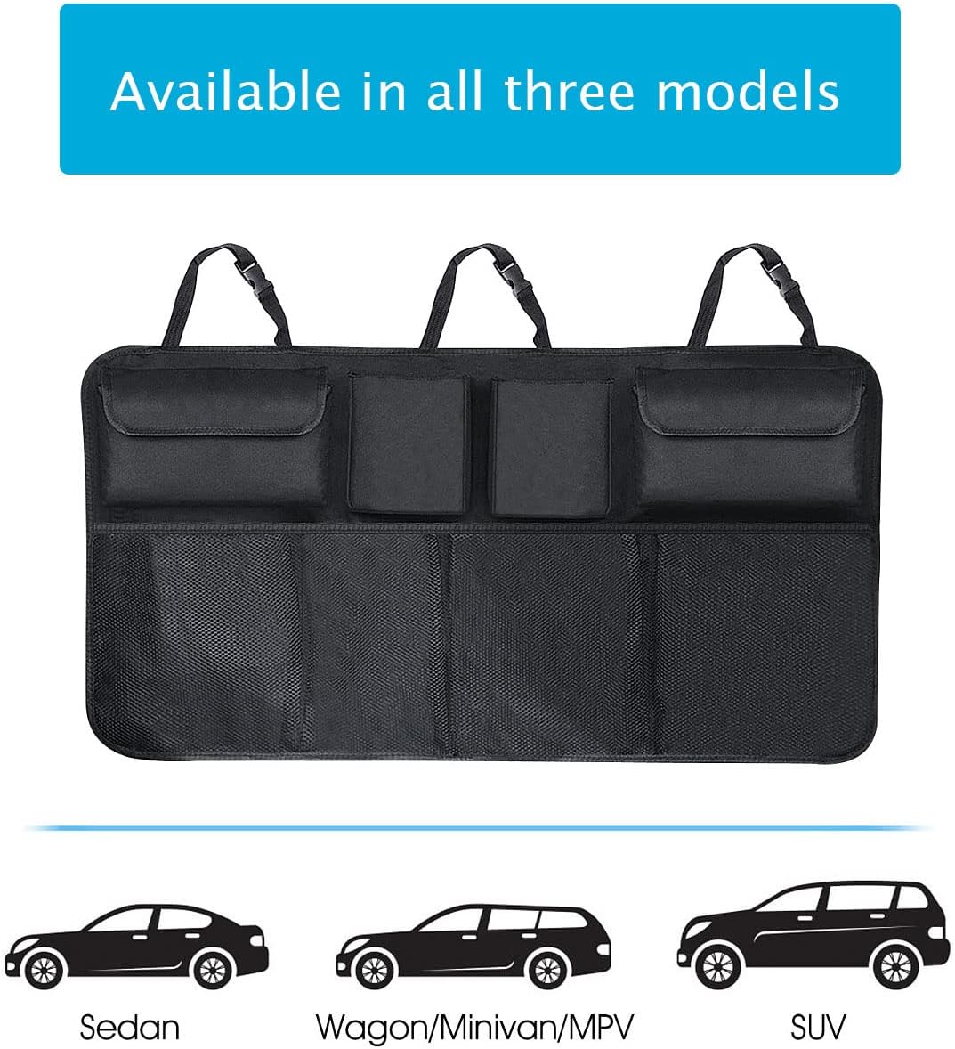 Tianle Car Trunk Organizer and Storage, Backseat Hanging Organizer for SUV, Truck, MPV, Waterproof, Collapsible Cargo Storage Bag with 4 Pockets, Car Interior Accessories (B Large)