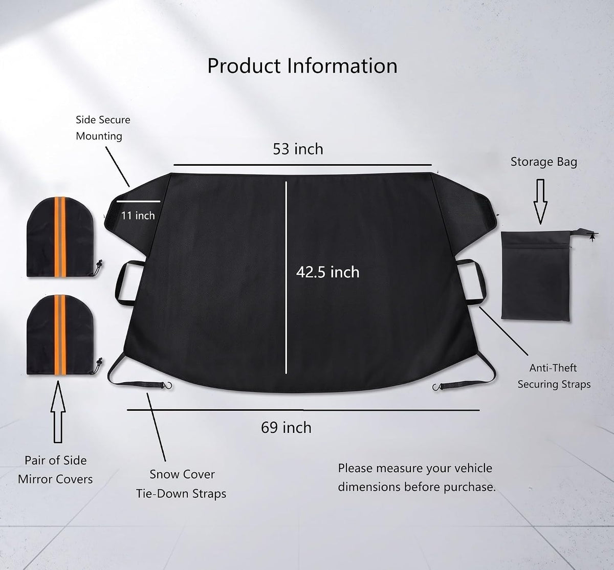 600D Oxford Windshield Snow Cover Hail‑Protection for Car SUV Truck