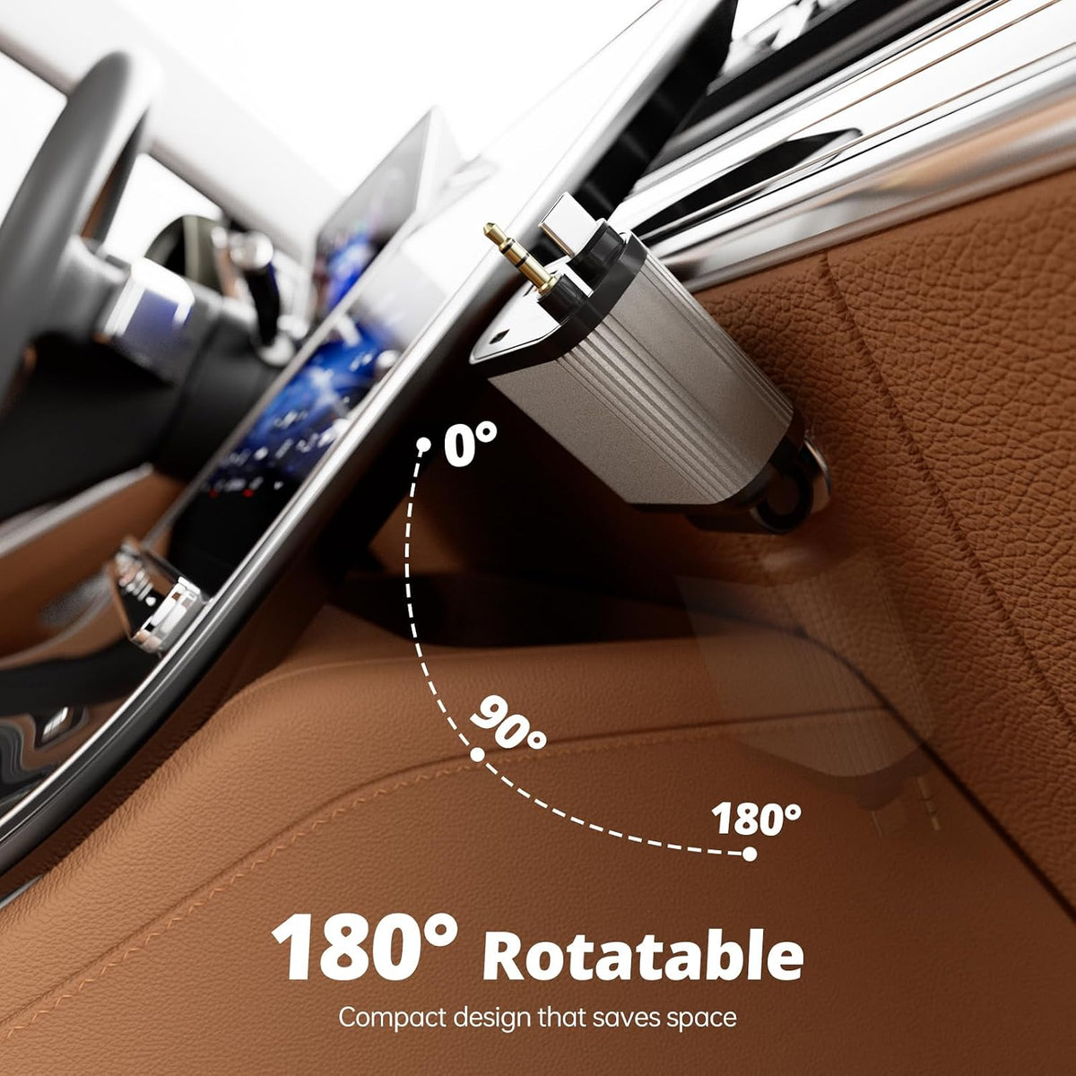 100W AUX Retractable Car Charger, Compact 4-in-1 Fast Charging USB-C Charger with Wireless AUX, Stream Music Wirelessly, Compatible with iPhone 17-11, Galaxy, Pixel, and USB Devices, Car Accessories