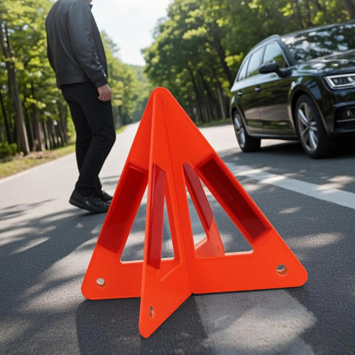 High Visibility Reflective Triangle Warning Sign Foldable for Car Truck Emergencies Roadside