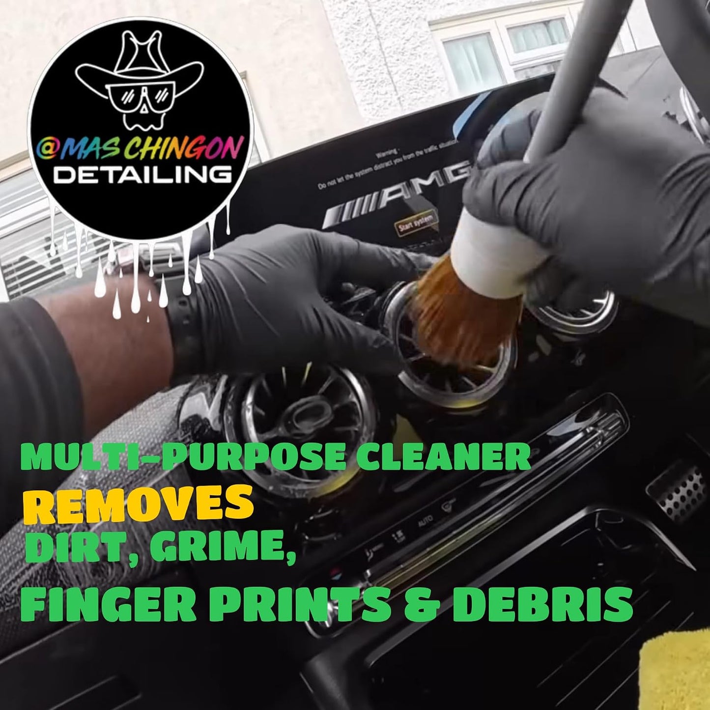 Mas Chingon All Interior Cleaner Cleans & Protects Leather, Vinyl, Plastic, Rubber Touch Screens & Glass Streak-Free Finish Lift Dust & Dirt Safe for Cars, Trucks, SUVs, RVs & More - 16 oz