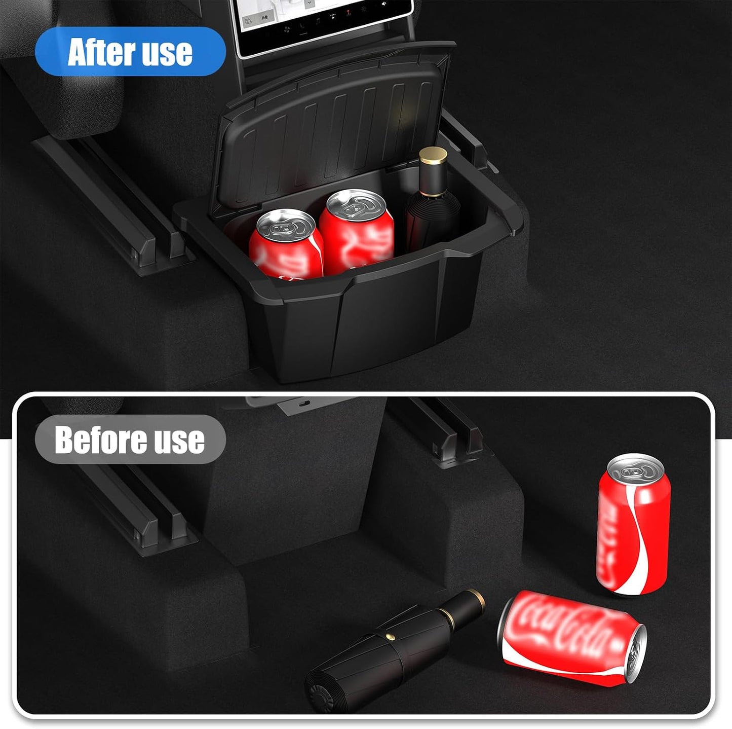 2026 Upgrade Rear Center Console Organizer for Tesla 2025-2026 Model Y Juniper Accessories, Partitioned Storage & Stable Installation, Seat Backseat Storage Trash Can Bin for Tesla Model Y Juniper