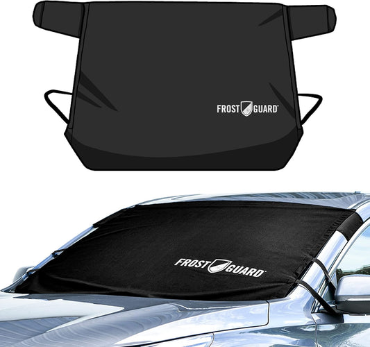 Frostguard Glove | Car Windshield Cover for Ice and Snow - Standard Size, Fits Sedans and Compact Cars - Features Elastic Loops, Security Panels + Storage Pouch - Black, Measures 59 x 41 Inches