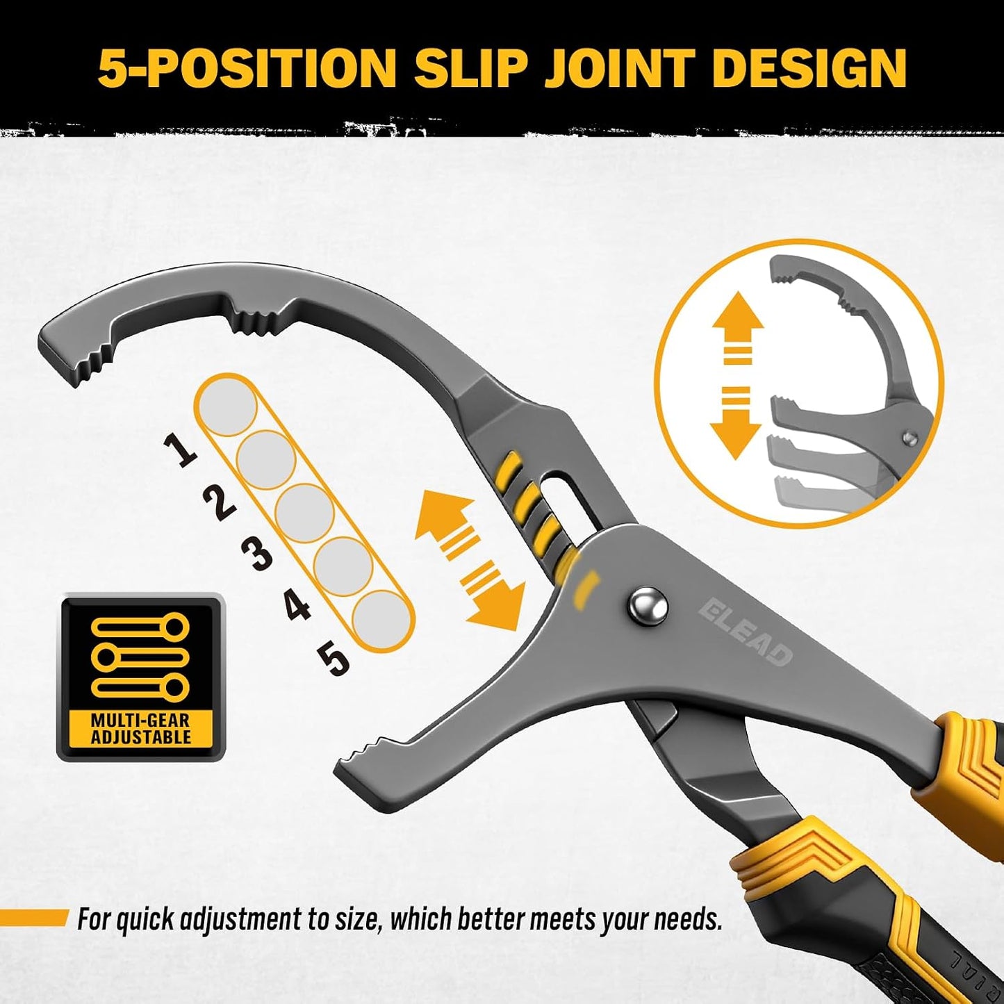 ELEAD Adjustable Oil Filter Wrench Set - 9" & 12" Pliers for Cars, Trucks, Motorcycles - Durable Carbon Steel, Ergonomic Grip, Easy Access Design