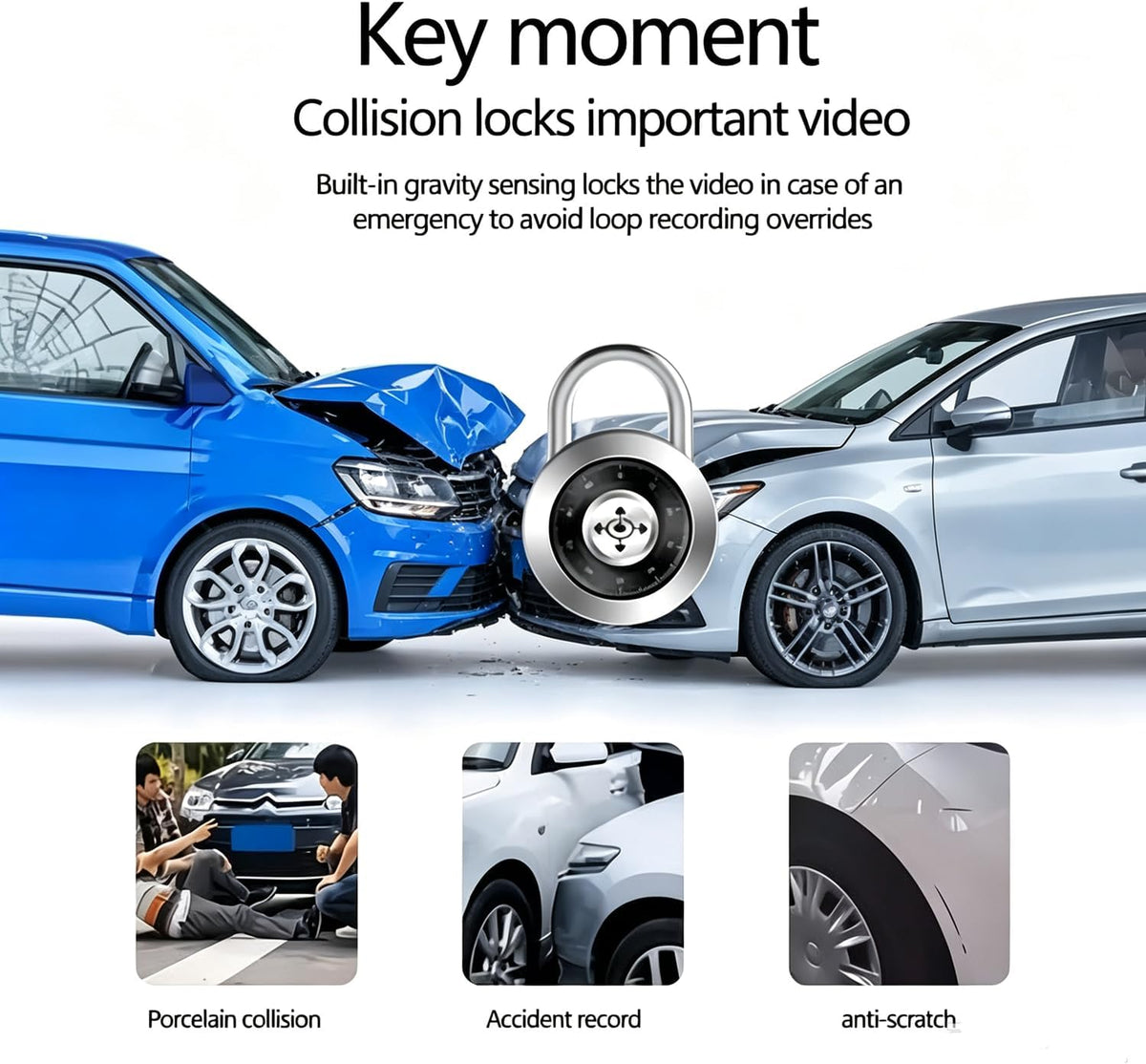 2K Dash Cam Front and Rear Inside Dash Camera for Car Security Video Recorder, Car DVR Dashcam 2'' Screen Loop Recording, HDR, G-Sensor, Night Vison