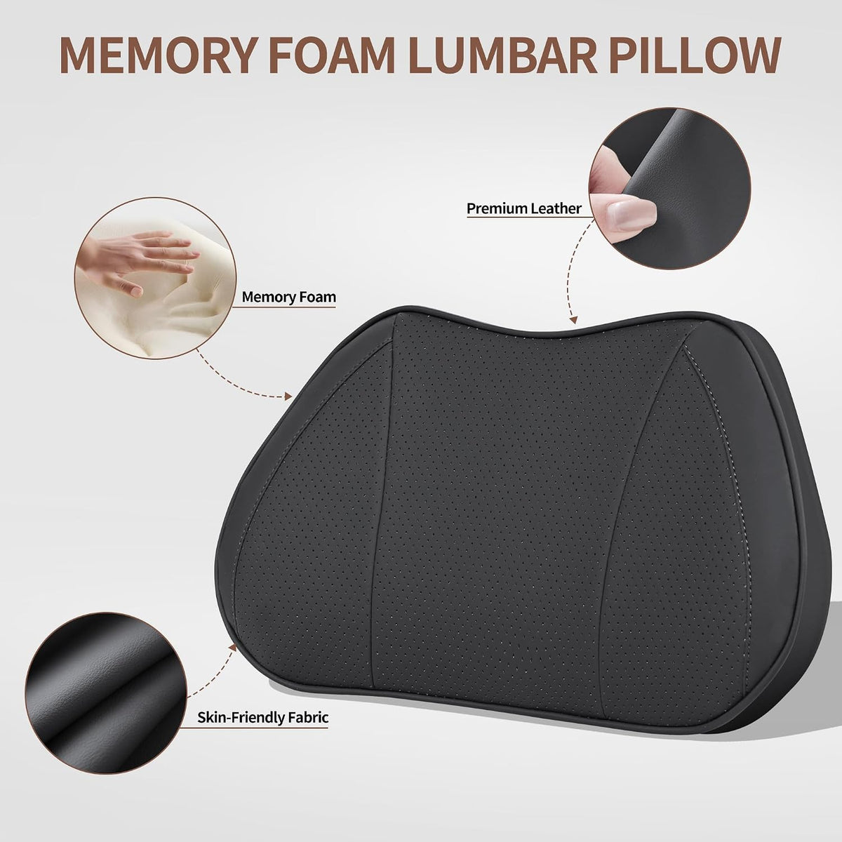 Car Lumbar Support Pillow for Driving Seat, Black, 1 Pack