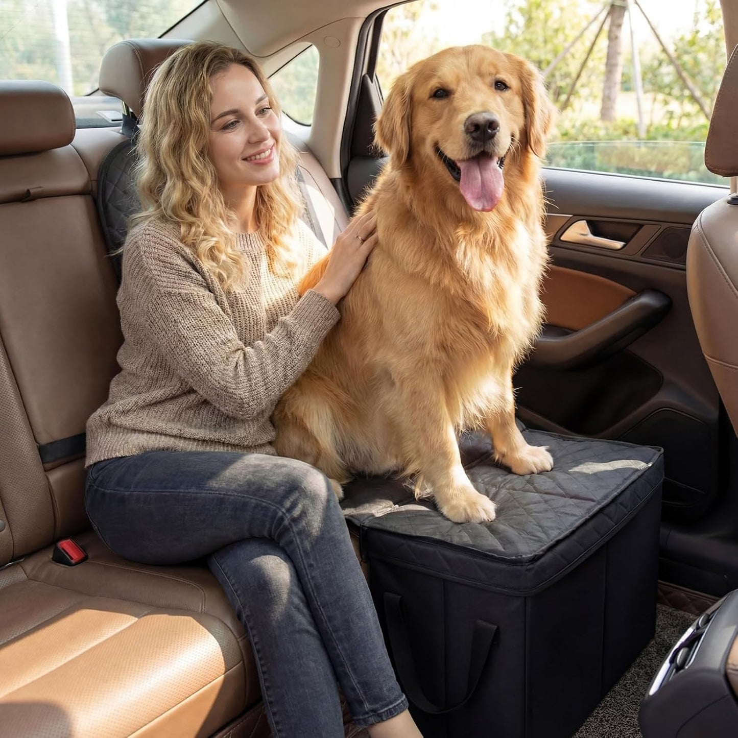Back Seat Extender for Dogs, Dog Car Seat Cover with Storage Organizer, Waterproof Scratch Proof Cover for Cars Trucks and Suvs Front or Back(Small 27.5"x19"x22")