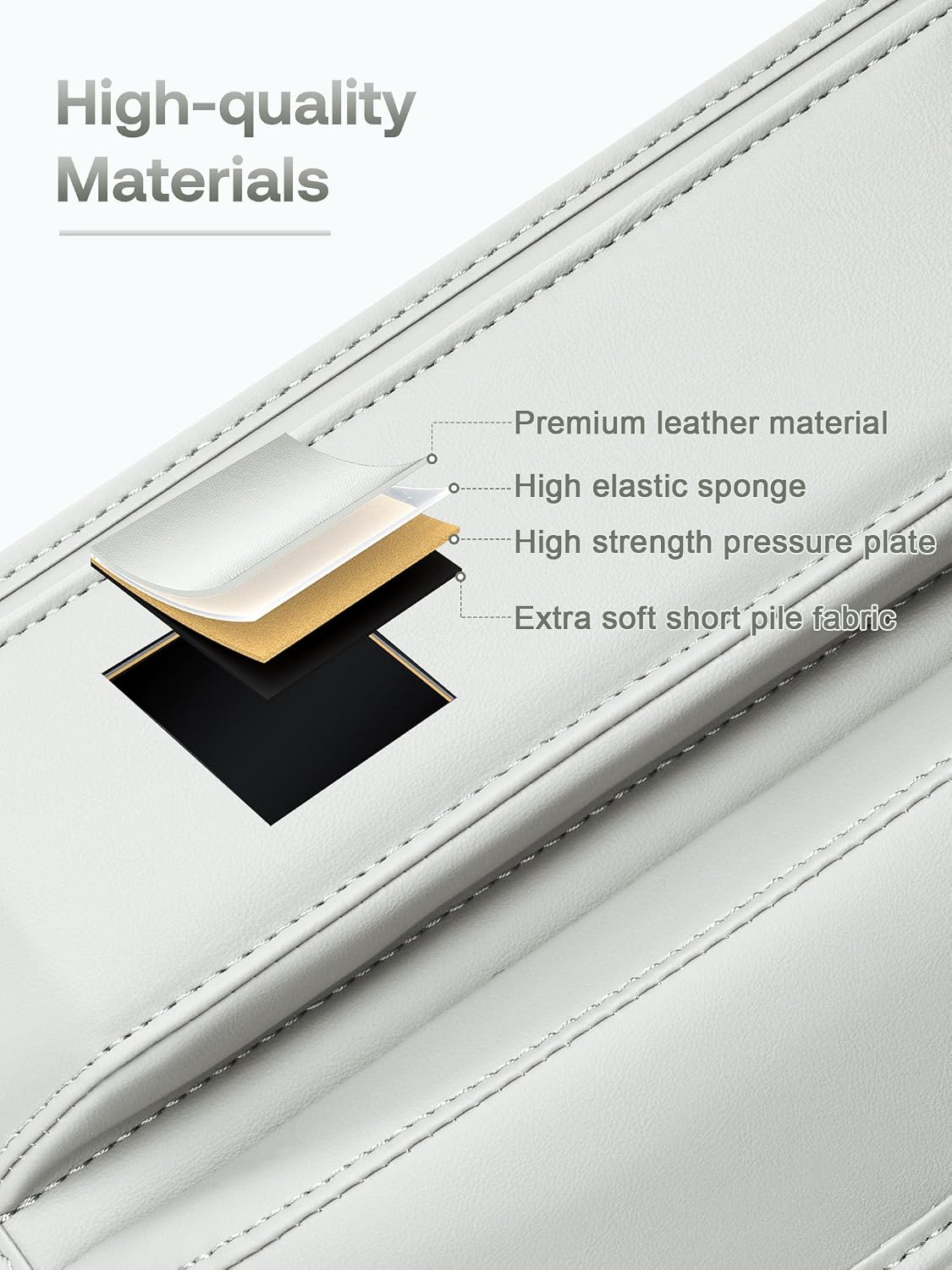 Premium Leather Car Seat Gap Filler Organizer (0.2”-1.2" Gaps), Clever Gifts for Car SUV Truck Owners (Beige, 1 Pack)