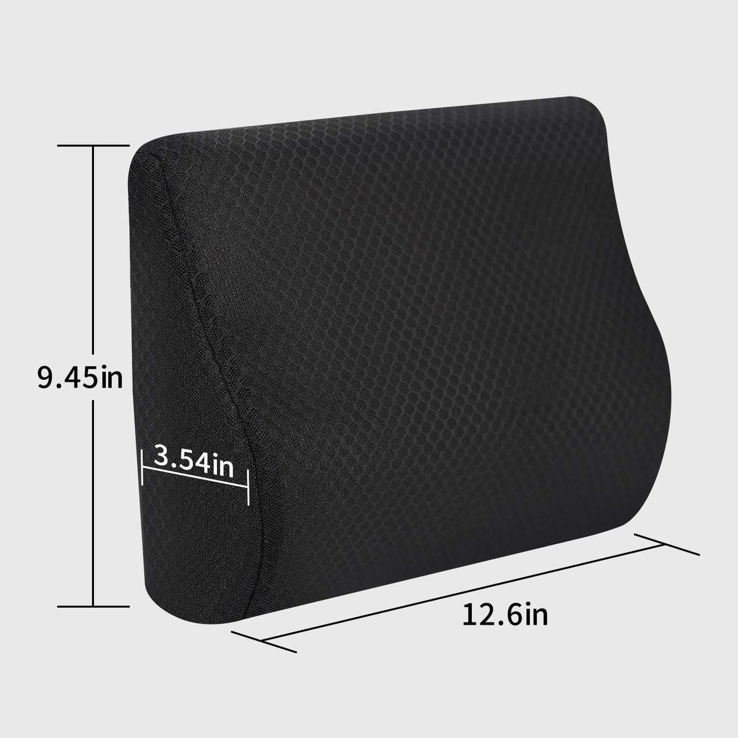 Memory Foam Lumbar Support Pillow for Car - Lower Back Support Cushion for Driving, Back Pain Relief for Car Seat, Office Chair, Wheelchair (Black)