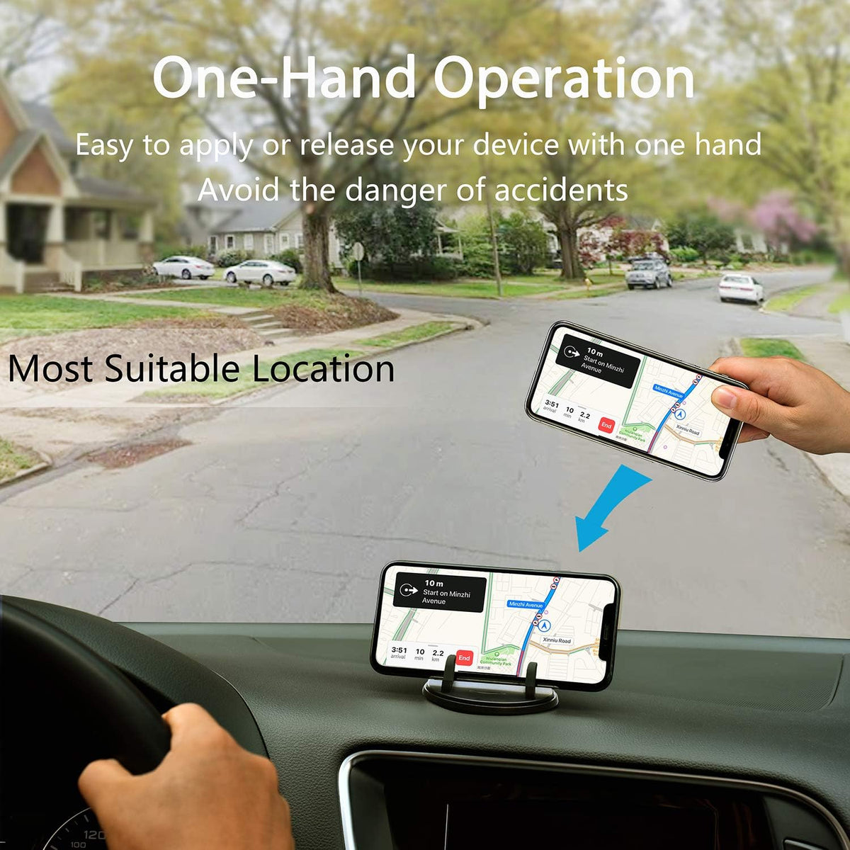 SRUNP Dashboard Phone Holder for Car [Vertical Horizontal 360 Rotate] Car Phone Mount, Cell Phone Holder Compatible with iPhone 17 16 15 14 13 12 Pro Max Samsung Android Smartphones and More