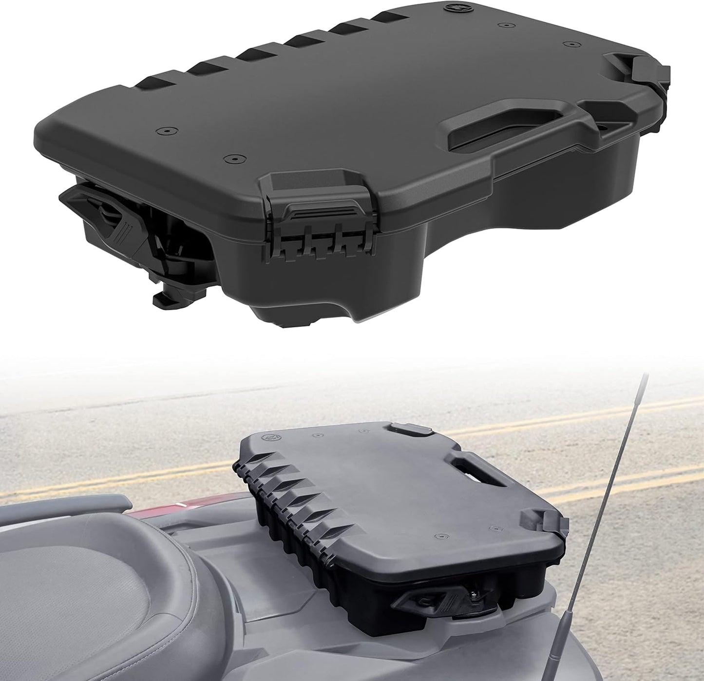 SAUTVS Modular Cargo Box for Can-Am Maverick, 10 L / 2.6 Gallon Rugged Rear Cargo Box with Lid for Can Am Maverick X3 MAX/Trail/Defender/Commander Accessorie (Replace #715005494)