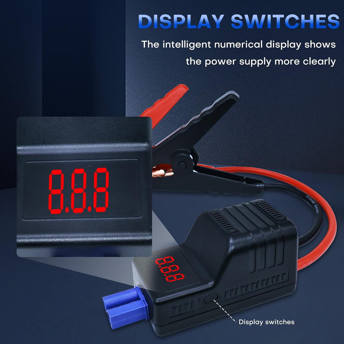 EC5 Smart Jump Starter Clamps,EC5 Heavy Duty Jump Starter Automotive Booster Clamp Cables Replacement Alligator Clamps with Intelligent LCD Screen for 12V Car Jump Starterand Many Other Brands