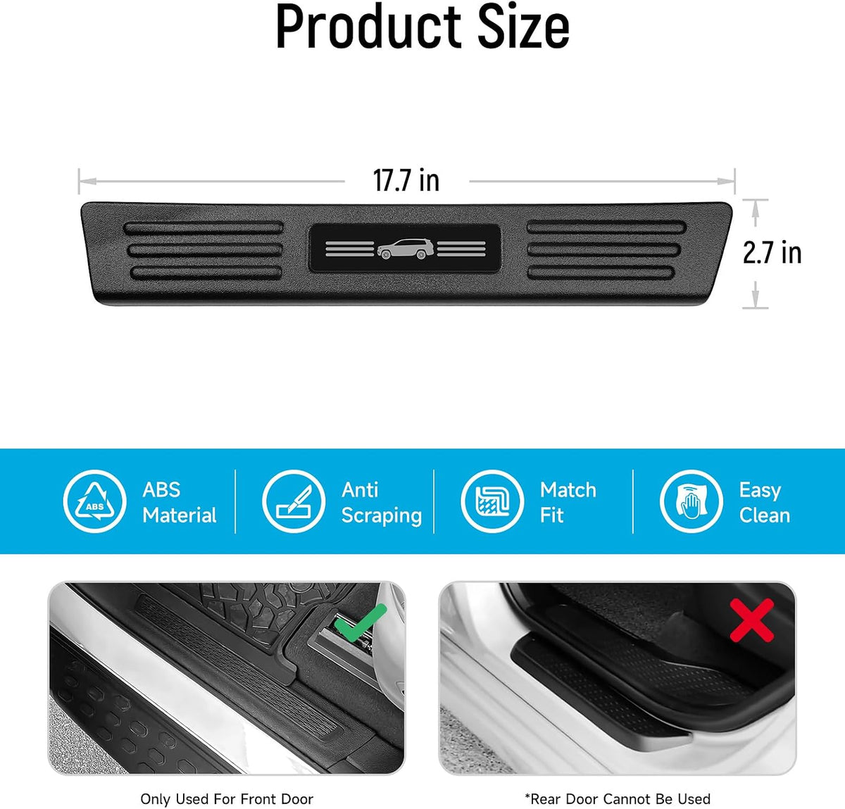 ZZEQYG 2 Pcs Front Door Sill Protector for Jeep Grand Cherokee L (Only for Front Door) 2022-2025 2026 Accessories ABS Material Door Sill Guards Trim