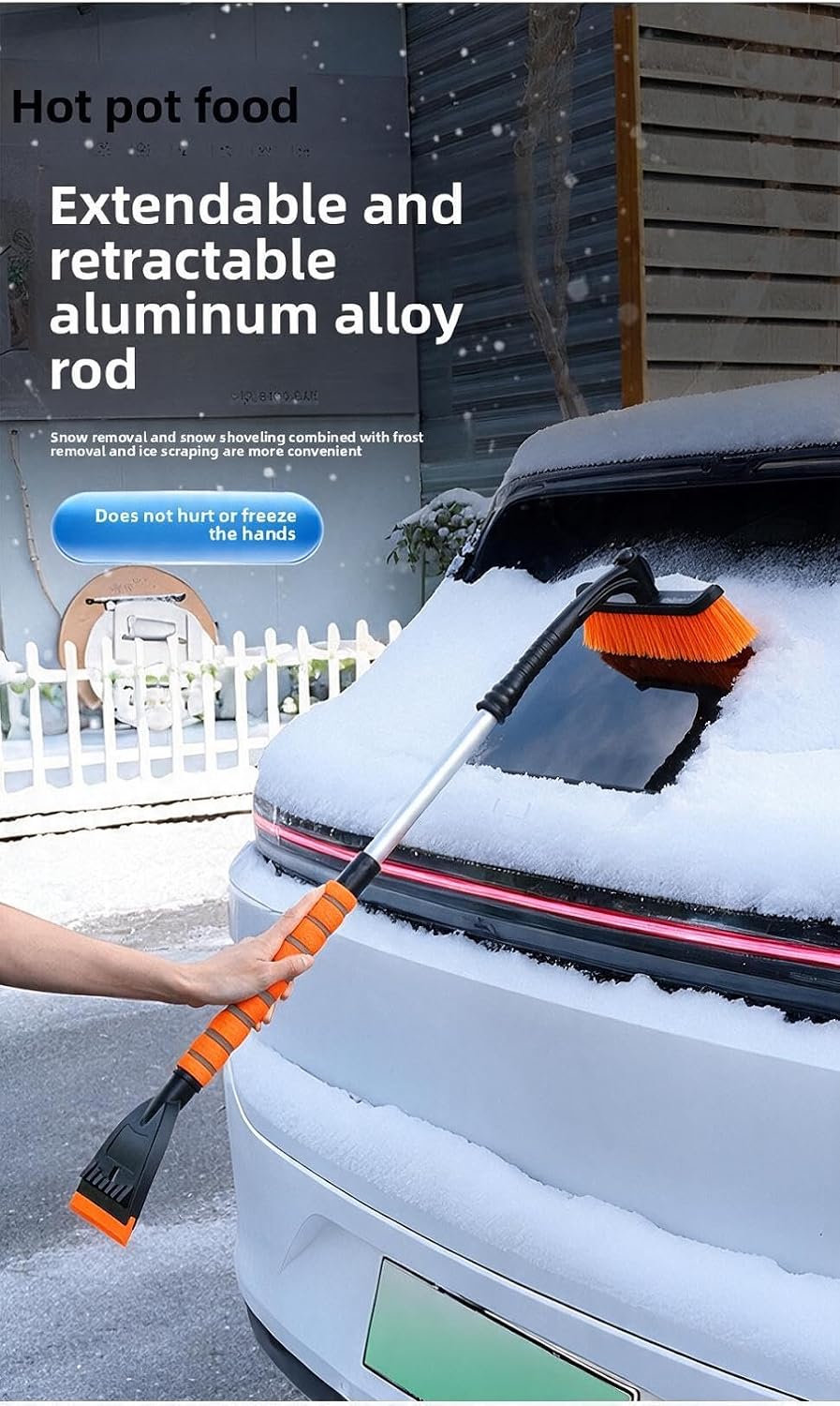MUSM Snow Brush for Car, Extendable Ice Scraper with 39" Reach