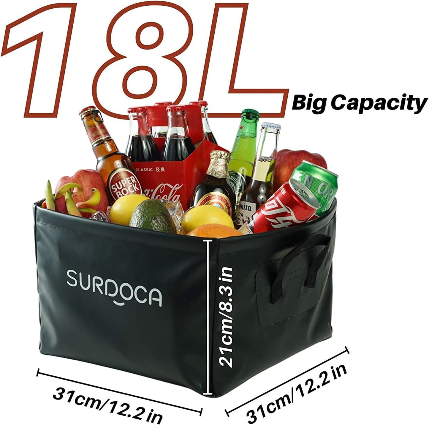 SURDOCA Fully Waterproof Car Trunk Organizer, Foldable Truck Organizer, Multifunctional Collapsible Car Storage Bag, Anti-Mud Trunk Storage Organizer 18 Liters