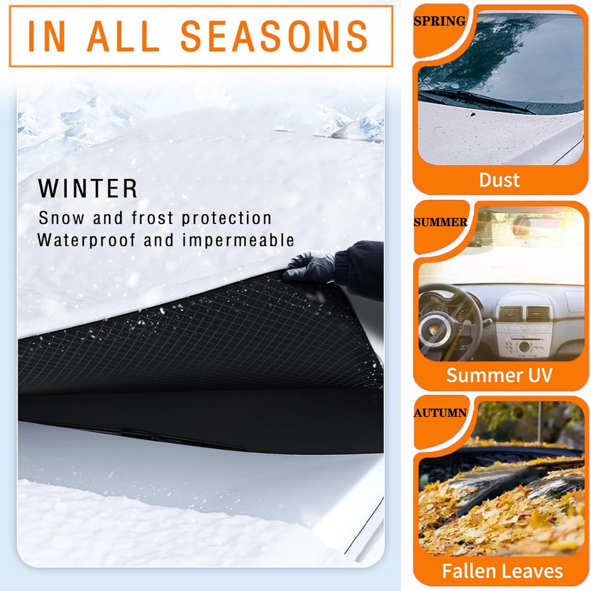 Custom fit for Subaru Windshield Snow Covers, 8 Layers WAaterproof Windproof Protection, Frost Defense, Ice, Snow, Sun, Designed for Subaru Accessories (for Subar-u Crosstrek)