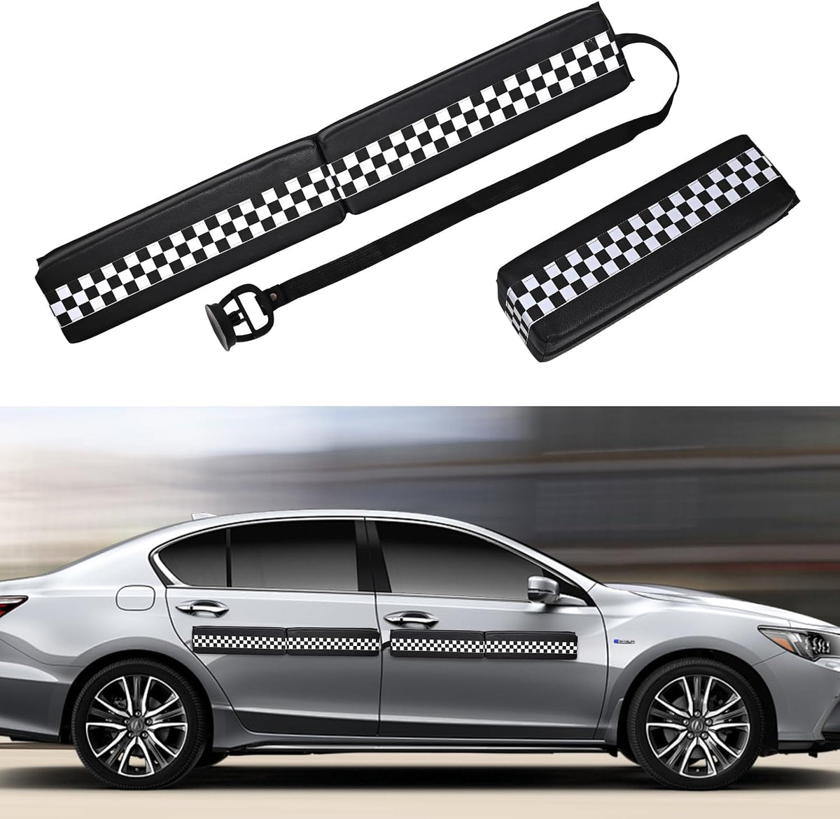 Hivexagon Magnetic Car Door Dent Protector - PU Leather Removable Soft Cushion Protector for Non-Aluminum Cars Doors, Prevents Dents and Scratches for Vehicles (Black)-2PACK