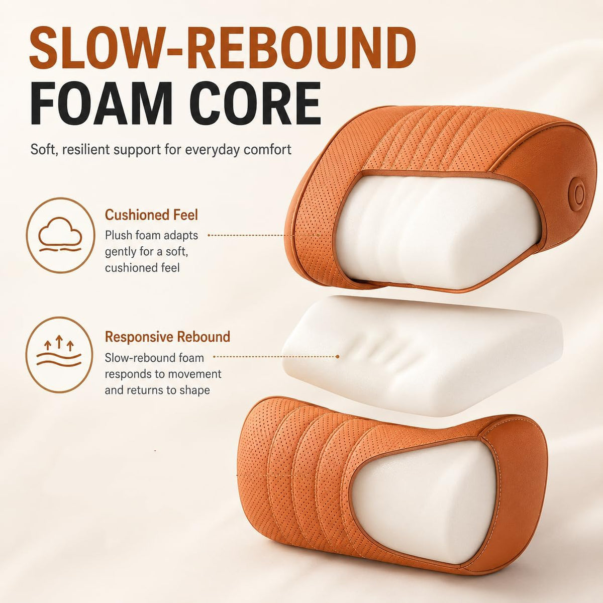 Universal Memory Foam Car Headrest Neck Pillow Auto Neck Cushion (Red, Headrest Lumbar+Lumbar Cushion)