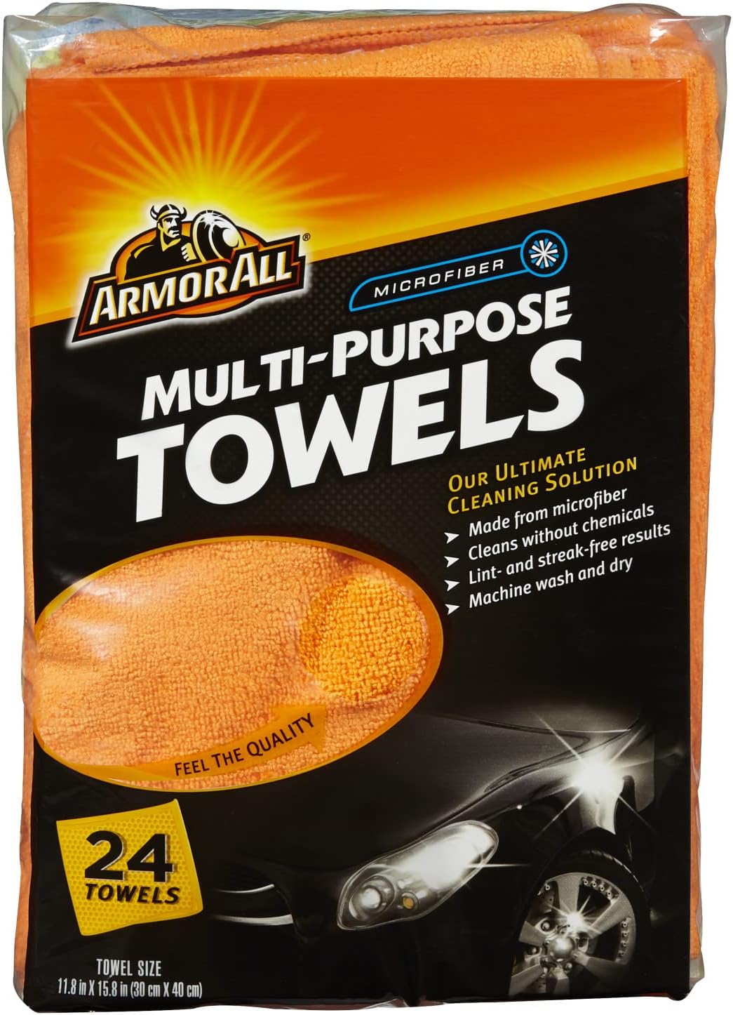 Armor All Microfiber Towels, Multi-Purpose Towels for Cleaning, 24 Each