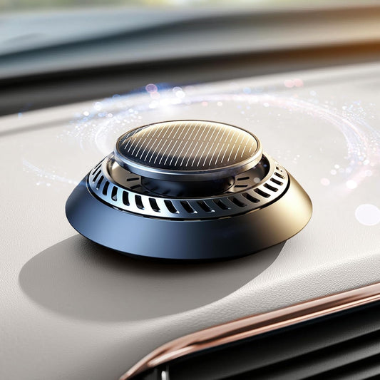 Ceeniu Solar Car Air Freshener F21, DIY Essential Oils, UFO Solar-Powered Auto Rotary Diffuser, Natural French Fragrance Cologne & Ocean, Two Oils, Aluminum Alloy, Dashboard Aromatherapy Freshener