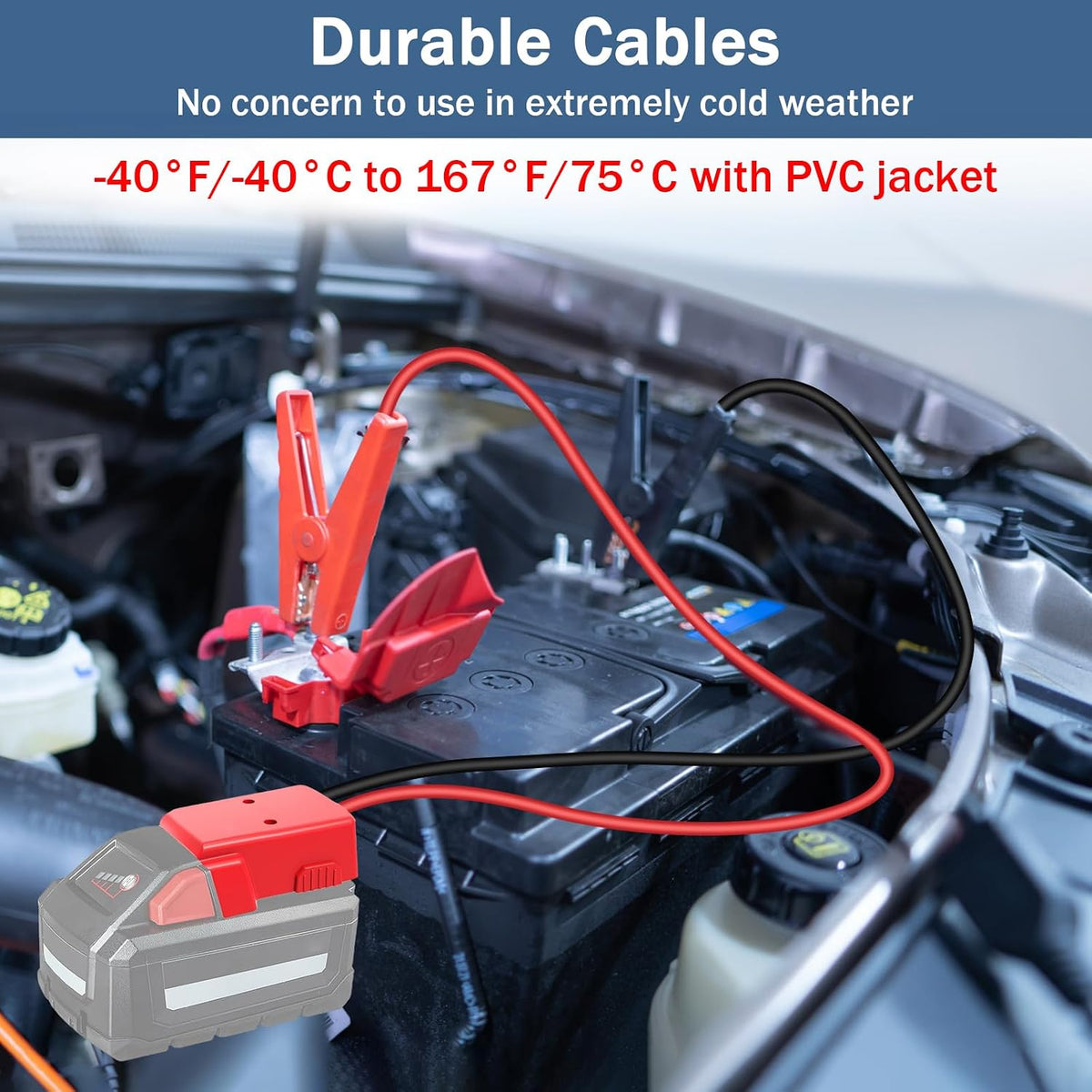 Jumper Cable Clamps for Milwaukee Jump Starter (2.0ft Cable(No Case))