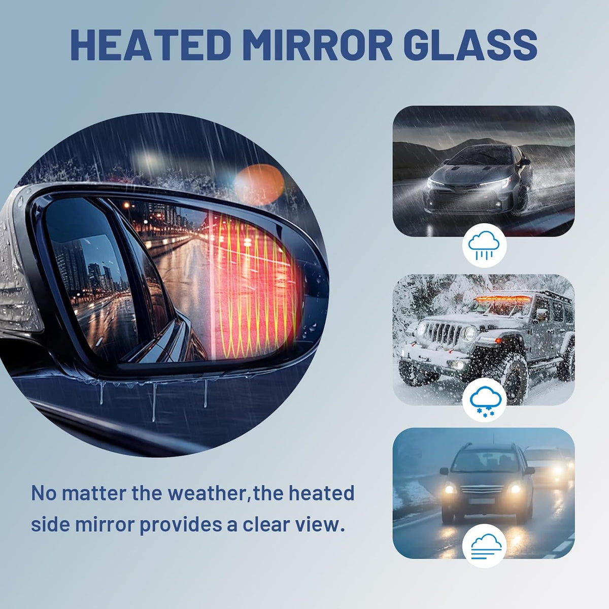 Passenger Right Side Mirror Glass, Fit for Equinox 18-24