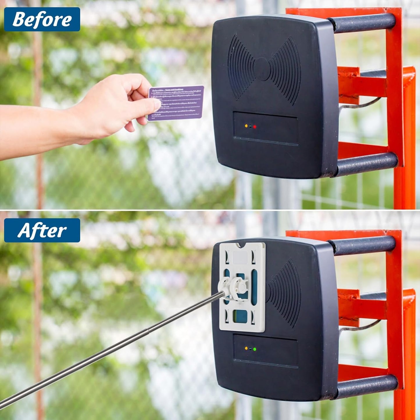 Veemoon Telescopic Card Holder Rod, 2pcs Car Credit Card Holder Stick Vehicle Parking Swiping Pole Reacher Grabber Tool Contactless Payment - 300° Rotation - Parking, Vehicle Gas Station Pay, 25.4"
