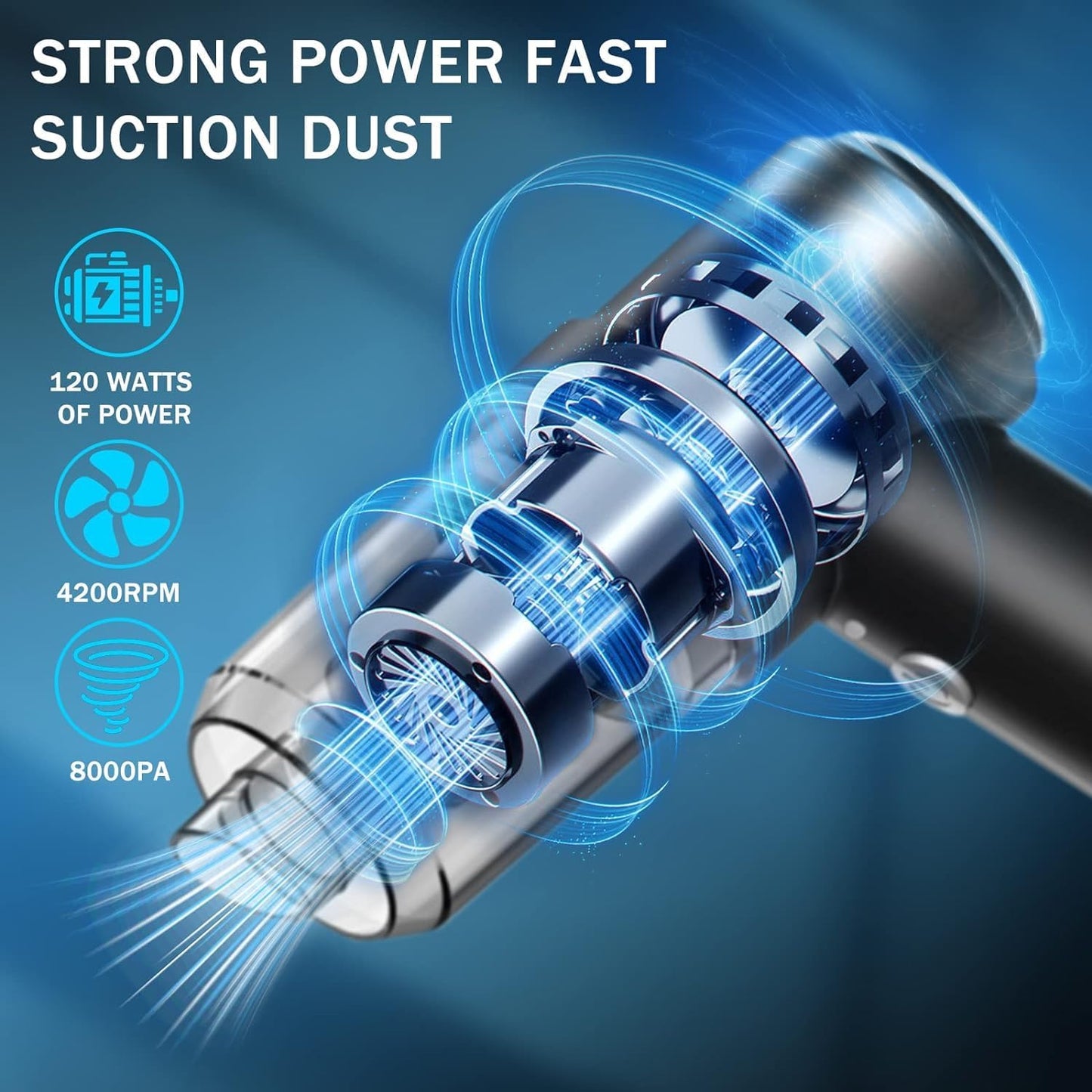 Mini Vacuum Cleaner for,2 in 1 Keyboard Vacuum Cleaner Wireless Handheld,Car Vacuum with Brushless Motor High Power 120W Rechargeable Easy to Clean Car Interior (Black)