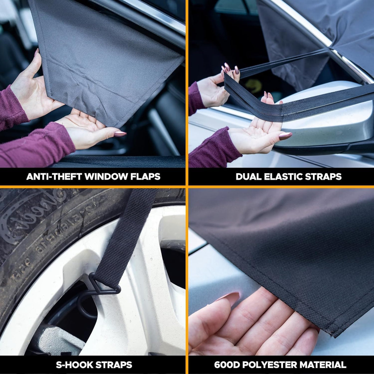 EcoNour Side Mirror Covers (2-Pack) | 210D Oxford Fabric | Side Mirror Winter Protection Cover for Snow and Ice | Universal Fit for Cars, SUVs, Trucks