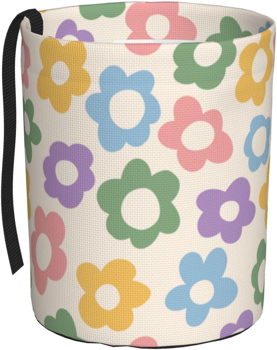Vintage Groovy Flowers Car Trash Can Small Portable Car Garbage Bag for Back Front Seat RV's Camping Accessories