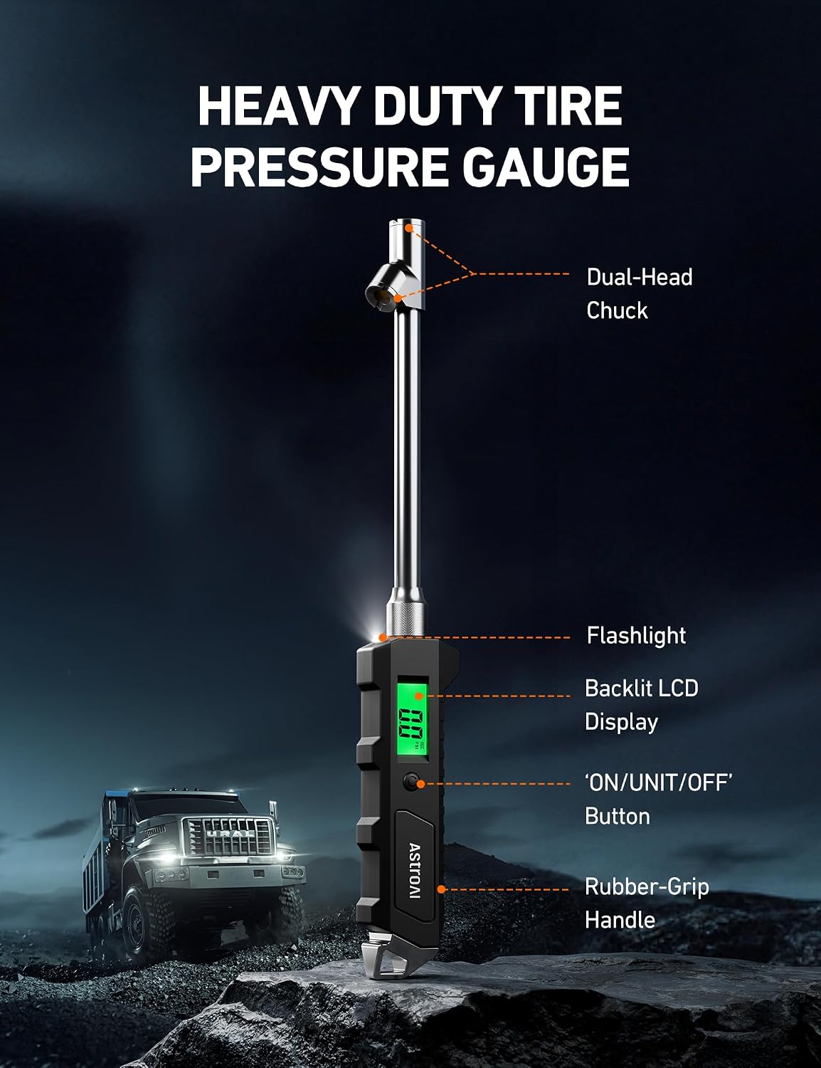 AstroAI Digital Tire Pressure Gauge 230 PSI and 150 PSI Dual Head Pencil Gauge
