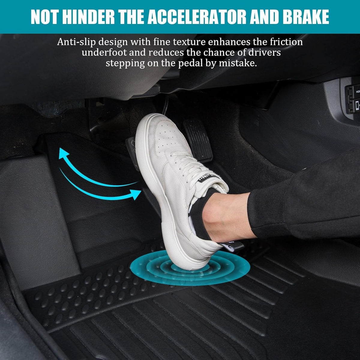 All Weather Floor Mats for 2012-2017 Chevy Equinox & GMC Terrain/Terrain Denali, Waterproof TPE Rubber Anti-Slip Car Carpet, 2 Row Front & Rear Custom Fit Car Floor Liner