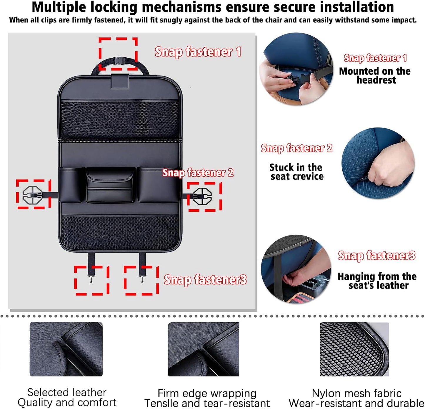 1 Pack - Car Organizer, Back Seat Car Organizer, Back Seat Organizer, Seat Back Organizer.(Black)