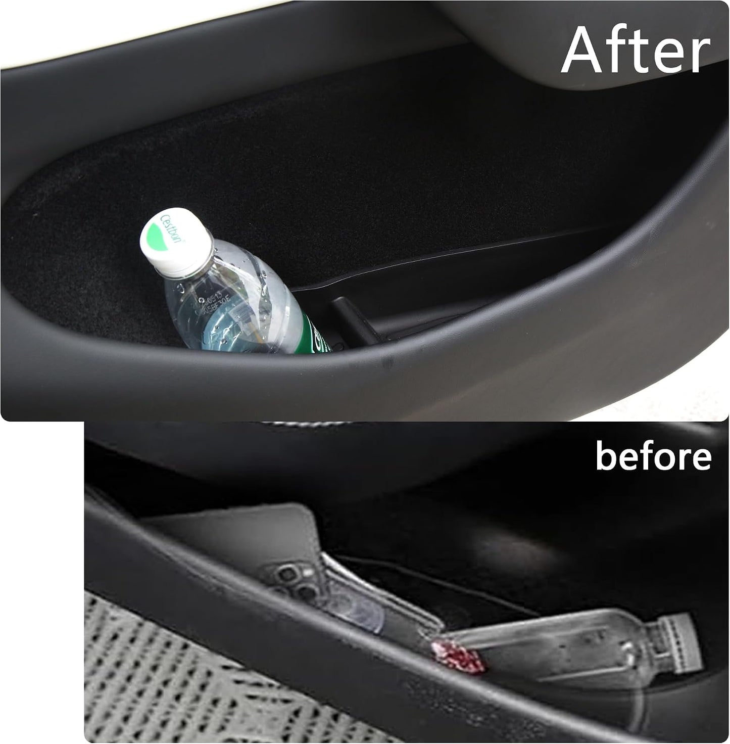 4PCS Car Door Organizer Tray for Tesla Model Y Juniper 2026 2025 Door Side Storage Box for Juniper Accessories Door Pocket Liners TPE Front & Rear Side Organizer Tray Protector Liner