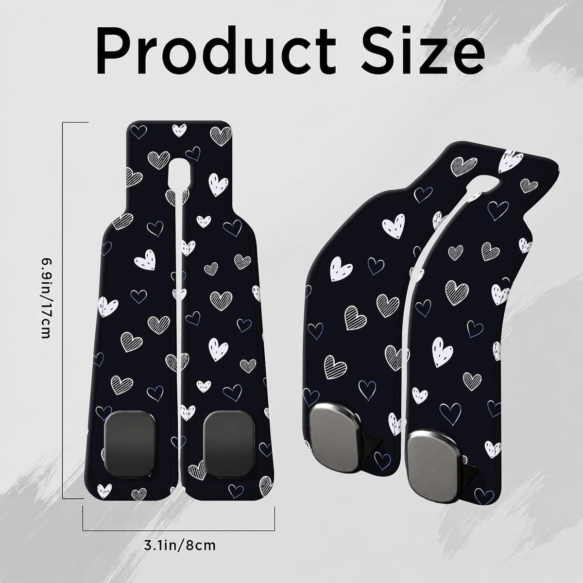 Car Purse Hook Purse Hook for Car Seats Headrest Car Seat Hook, Universal Cute Car Hanger Holder, Car Interior Accessories for Handbags Black Cute Heart