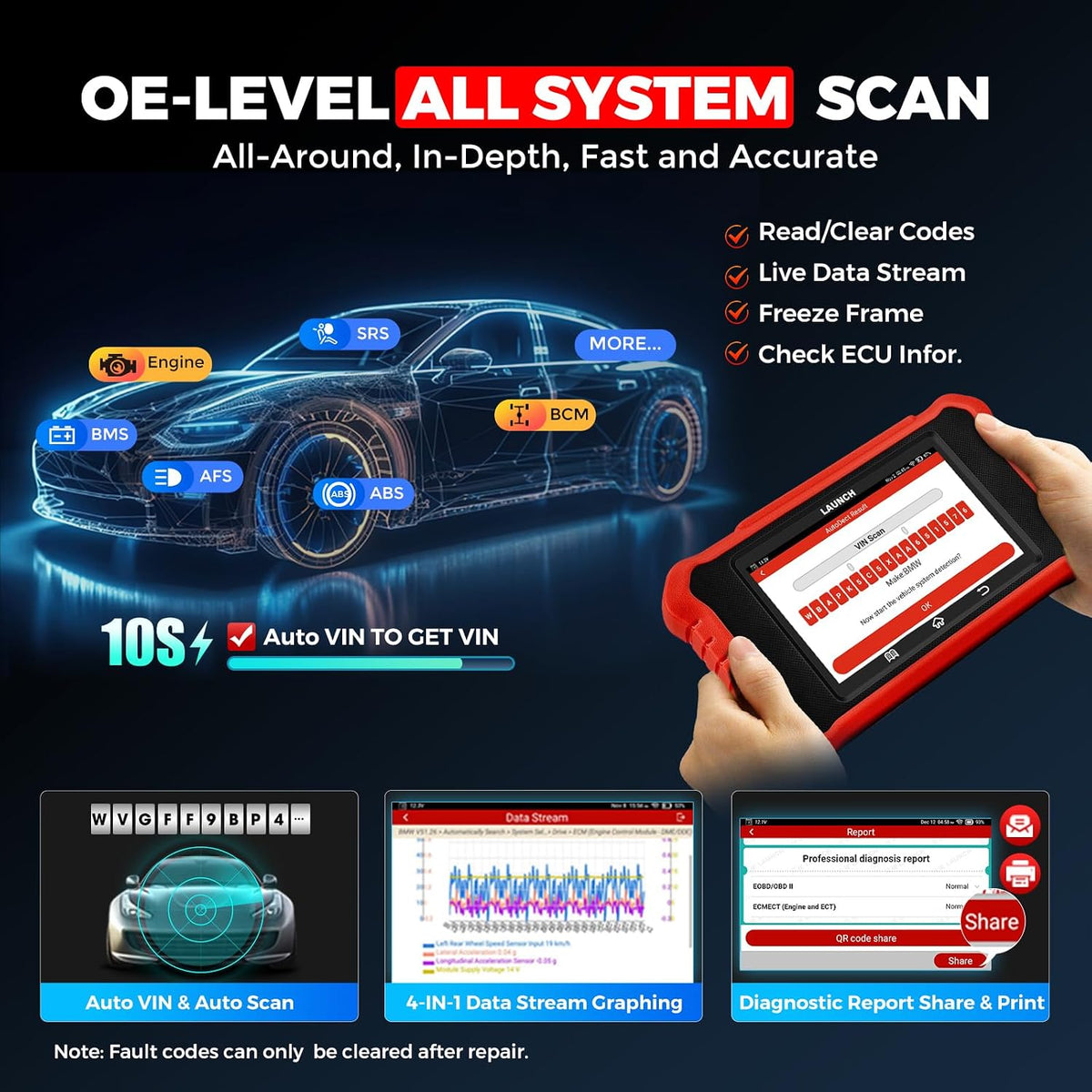 LAUNCH Creader Elite V3.0 for BMW OBD2 Scanner, All Reset Full System Tool